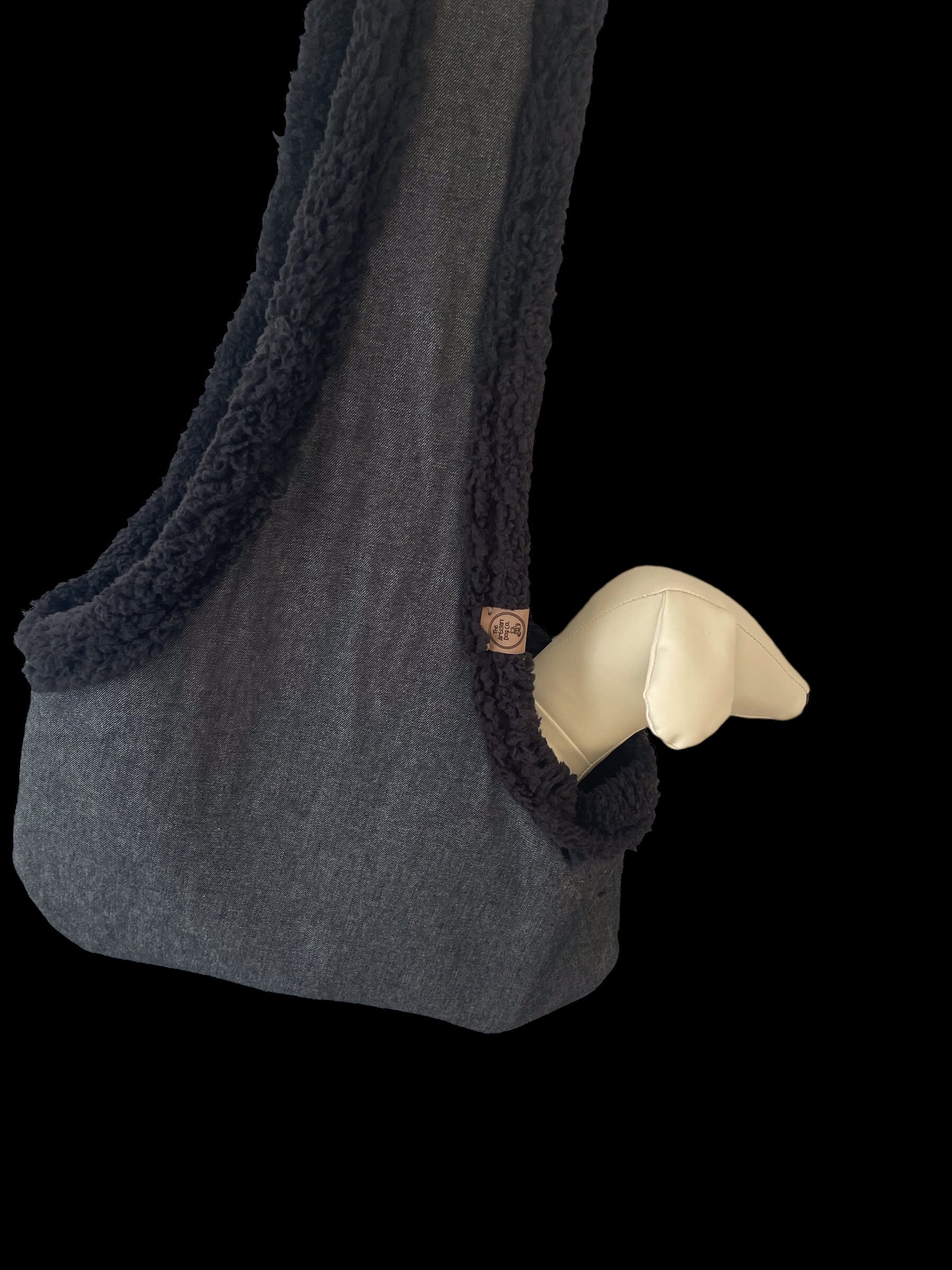 Handcrafted Black Denim Puppy and Small Dog Carrier Sling