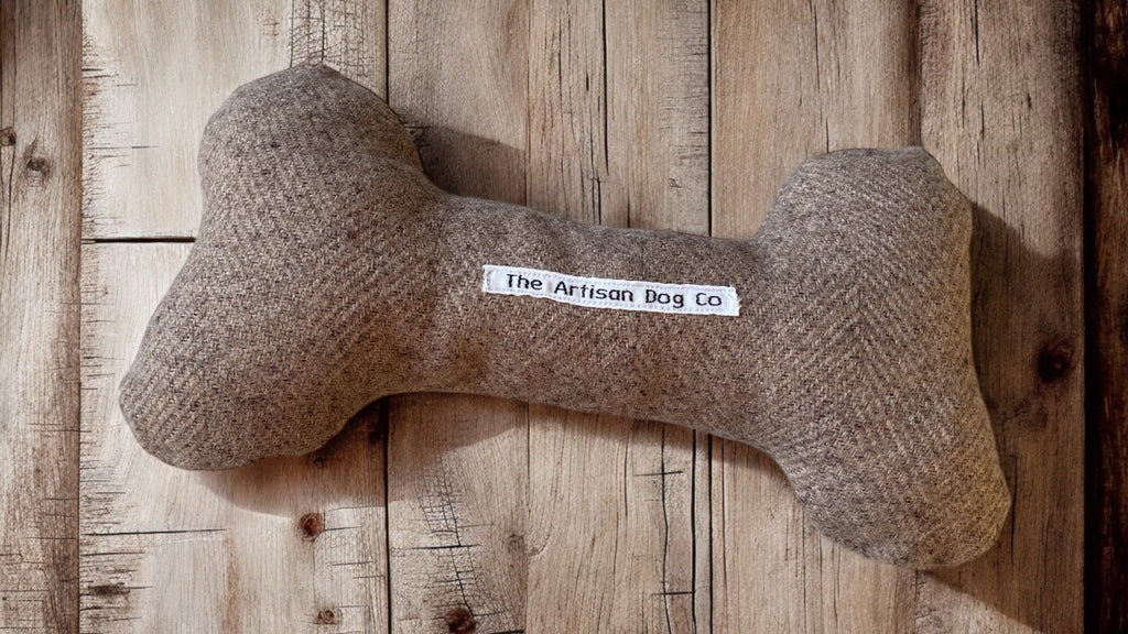 Handcrafted Squeaky Dog Bone in Choice of Fabrics