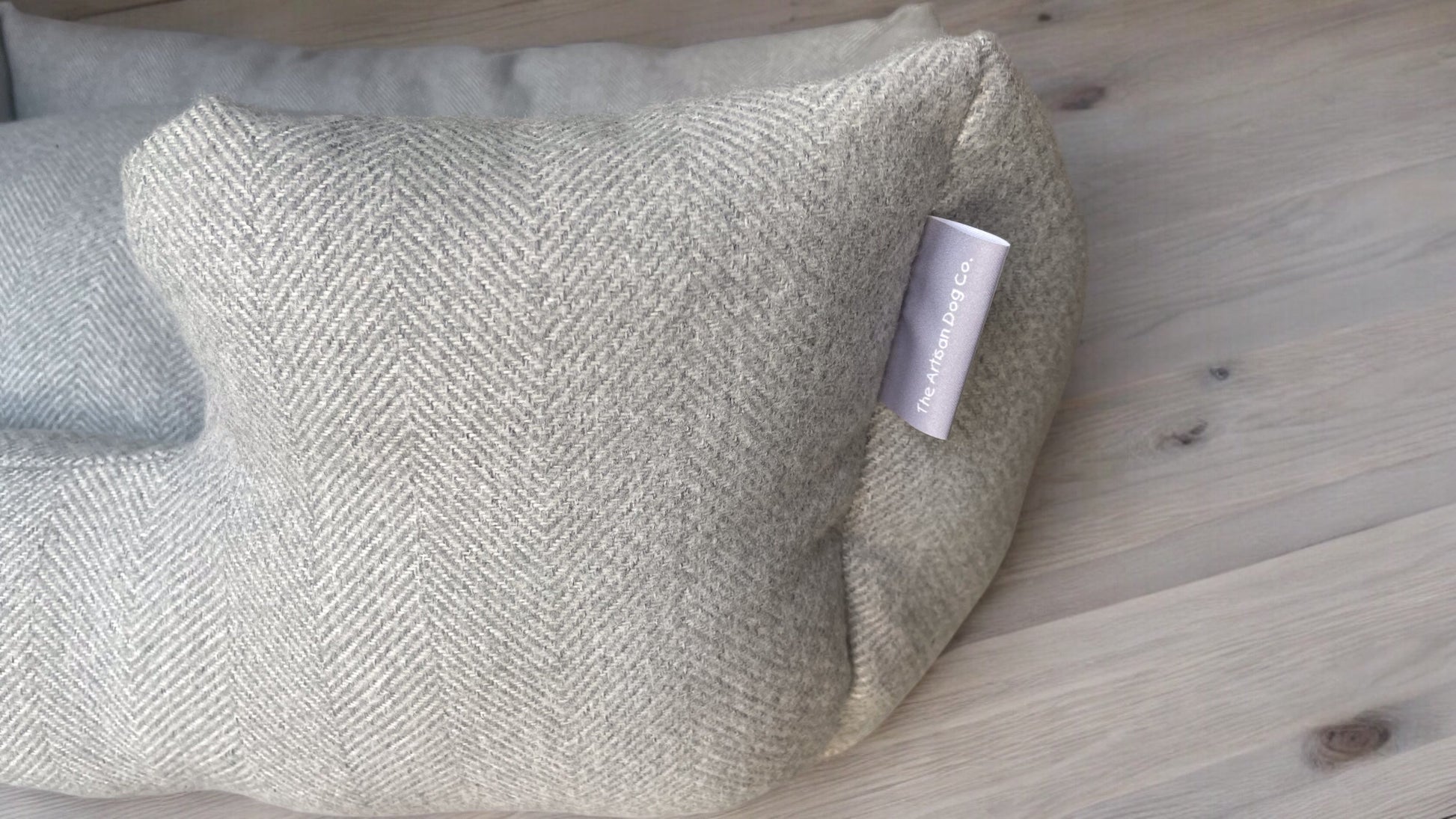 Handcrafted Luxury Dog and Cat Bed in Herringbone Fabric