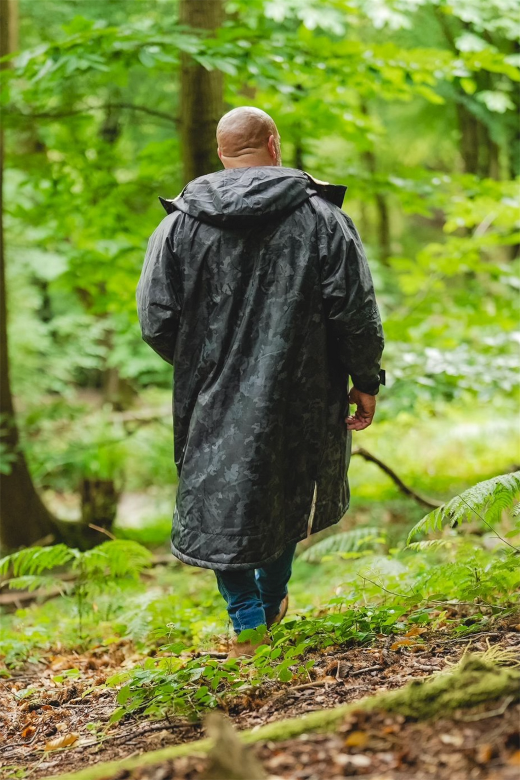 Parka Long Sleeve Changing Coat Unisex Black Camo