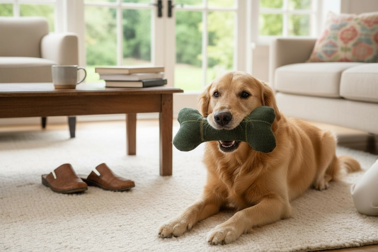 Handcrafted Squeaky Dog Bone Toy in Choice of Fabrics