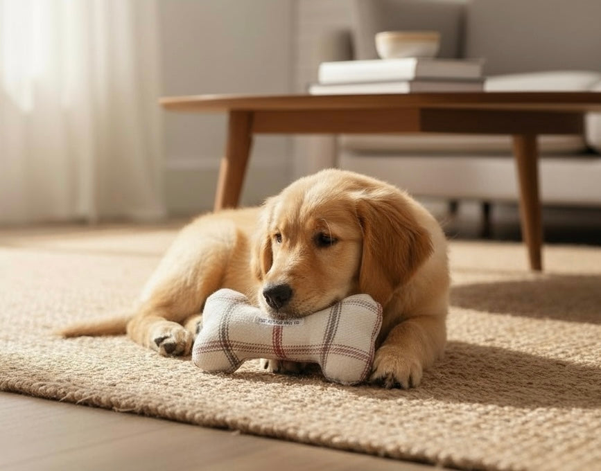 Handcrafted Squeaky Dog Bone Toy in Choice of Fabrics