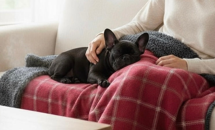 Luxury Handcrafted Red Check Dog Blanket