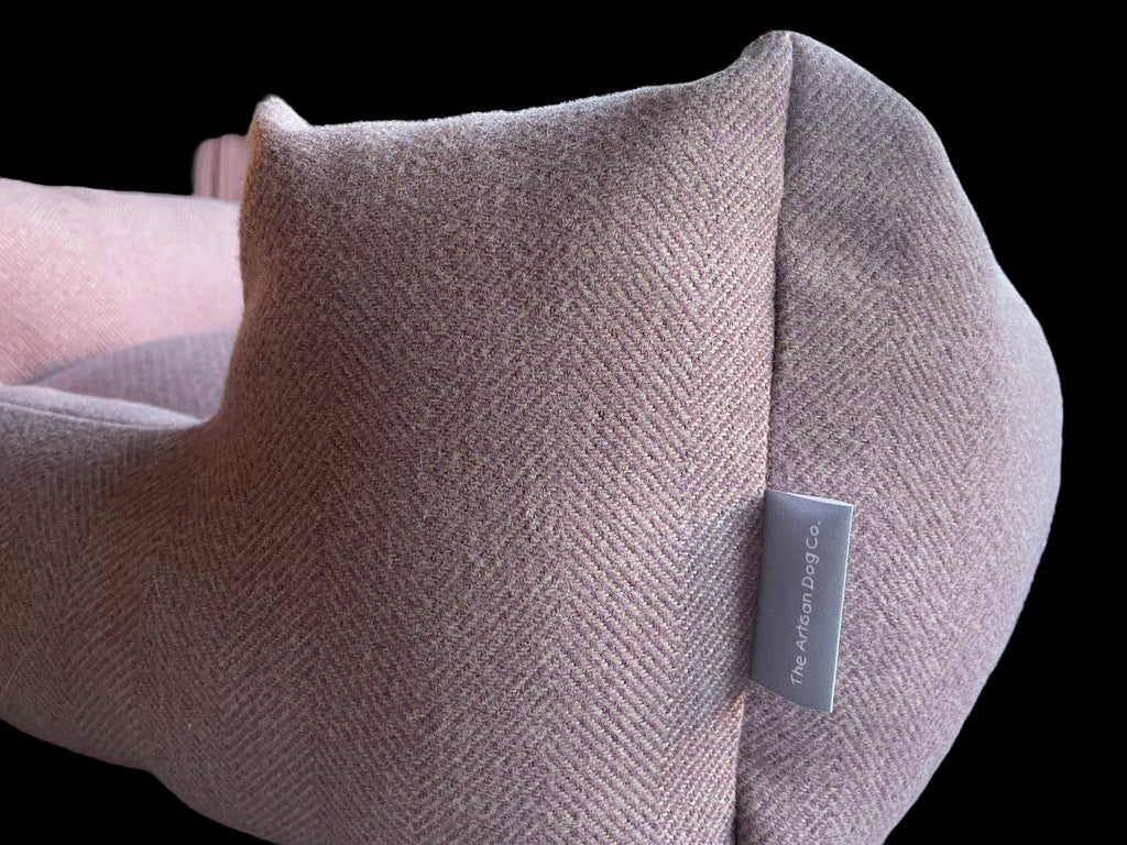 Handcrafted Luxury Dog and Cat Bed in Herringbone Fabric