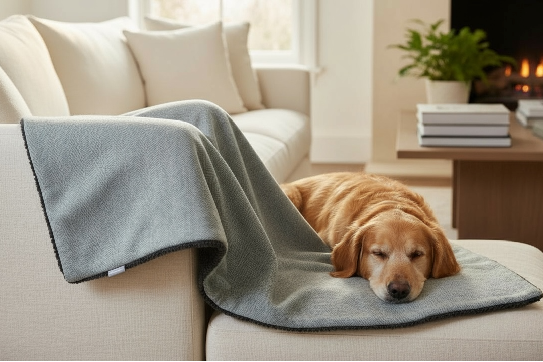 Handcrafted Pet Blanket Throw in Herringbone