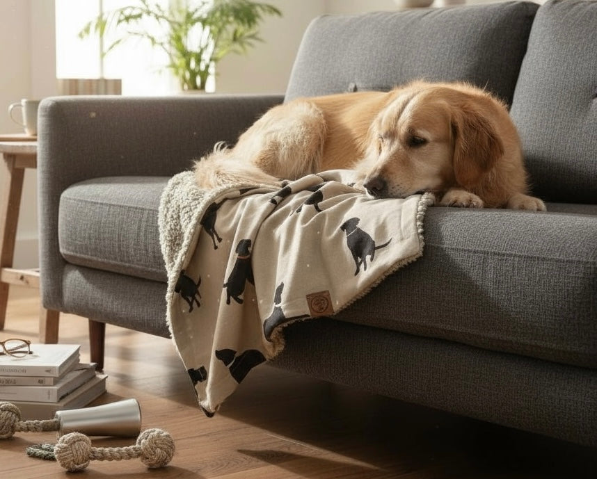 Handcrafted Luxury Dog Blanket with Dog Print