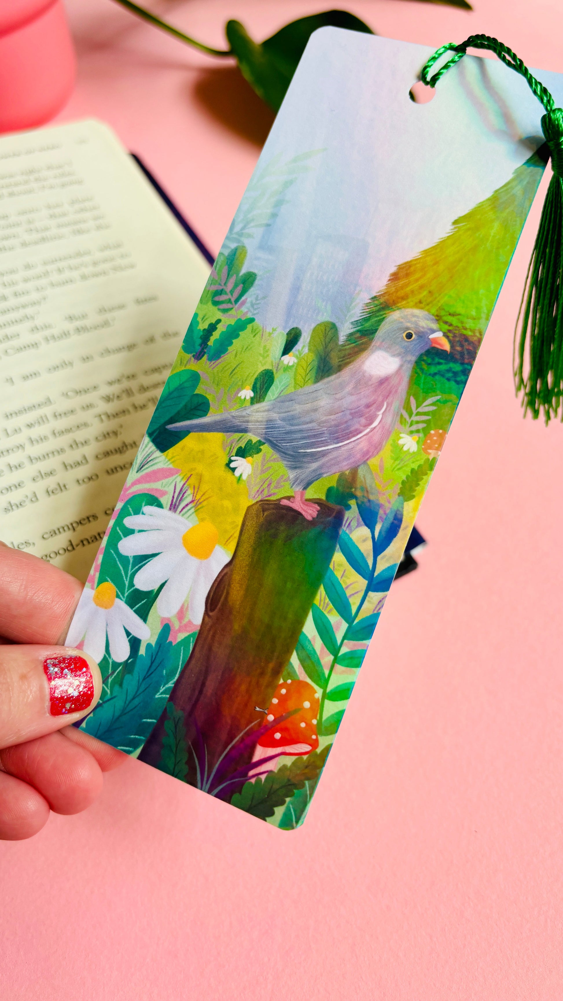 Pigeon Gift Bookmark Handmade Holographic