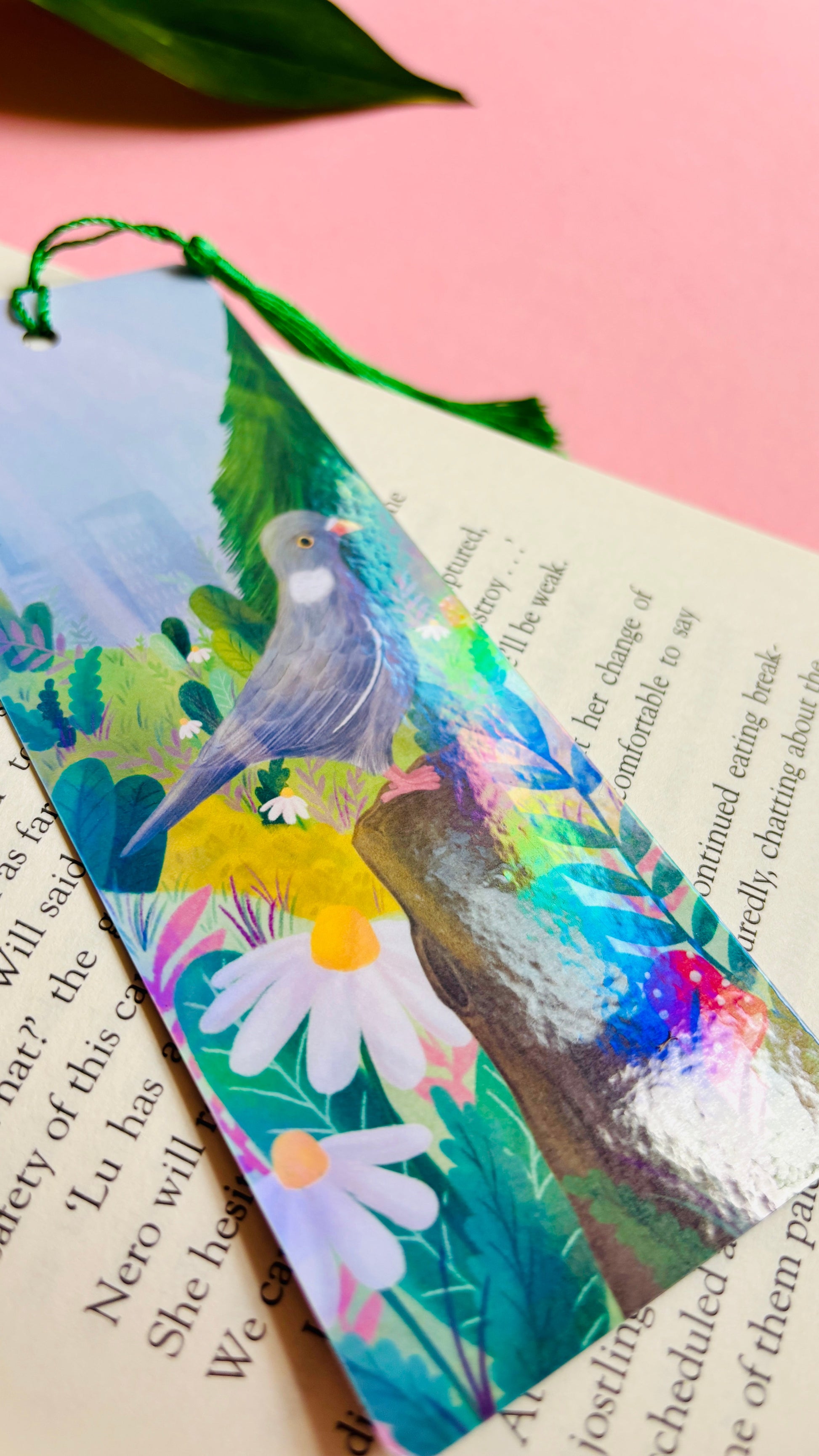 Pigeon Gift Bookmark Handmade Holographic
