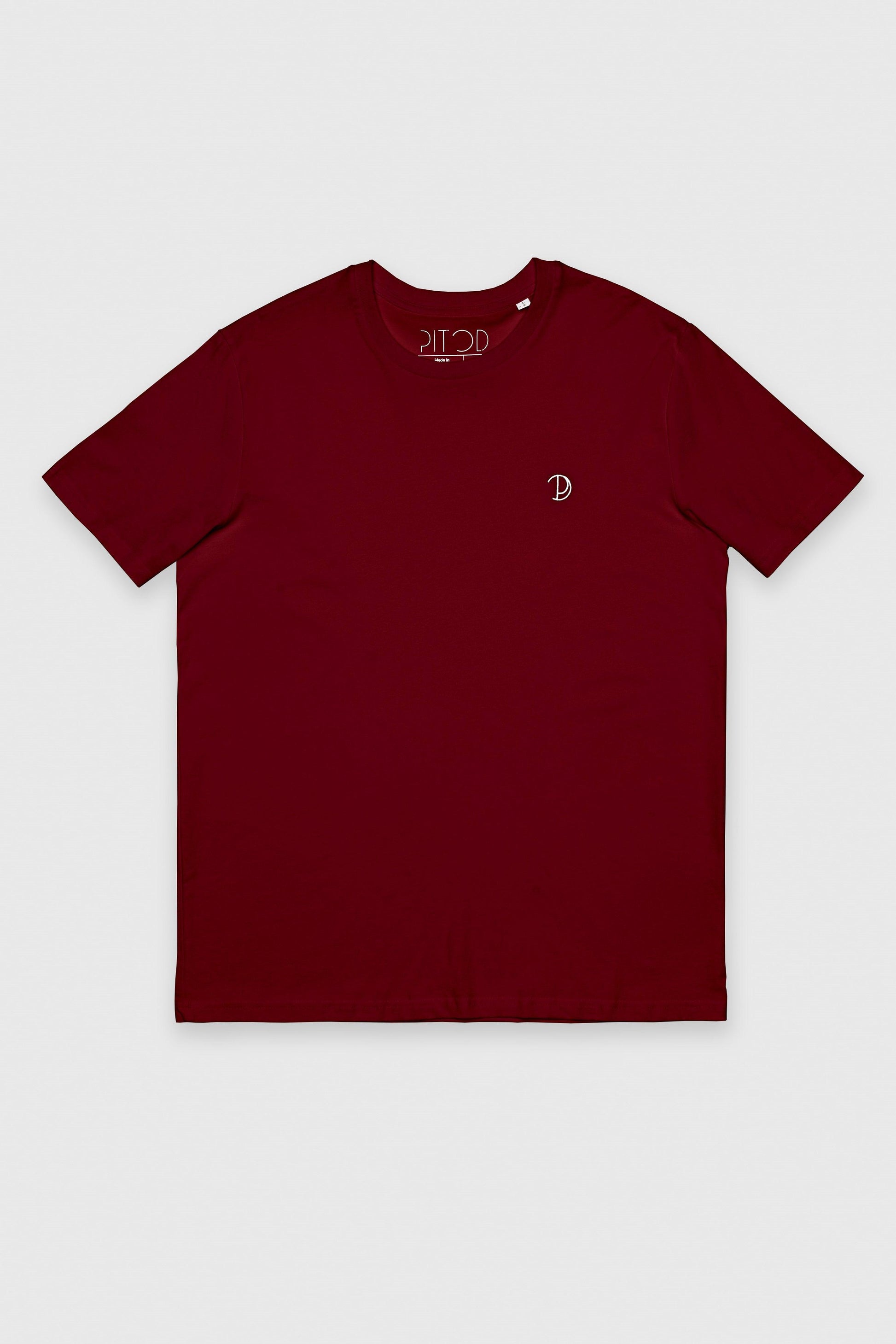 Organic Burgundy Chest Logo T-Shirt
