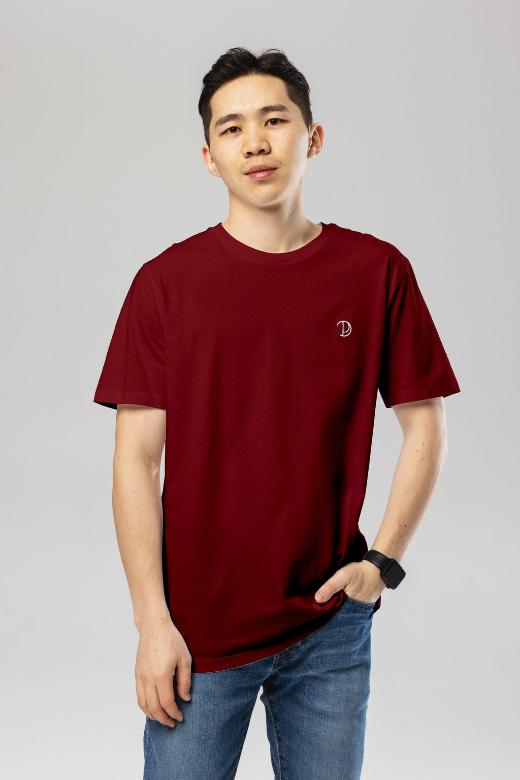 Organic Burgundy Chest Logo T-Shirt