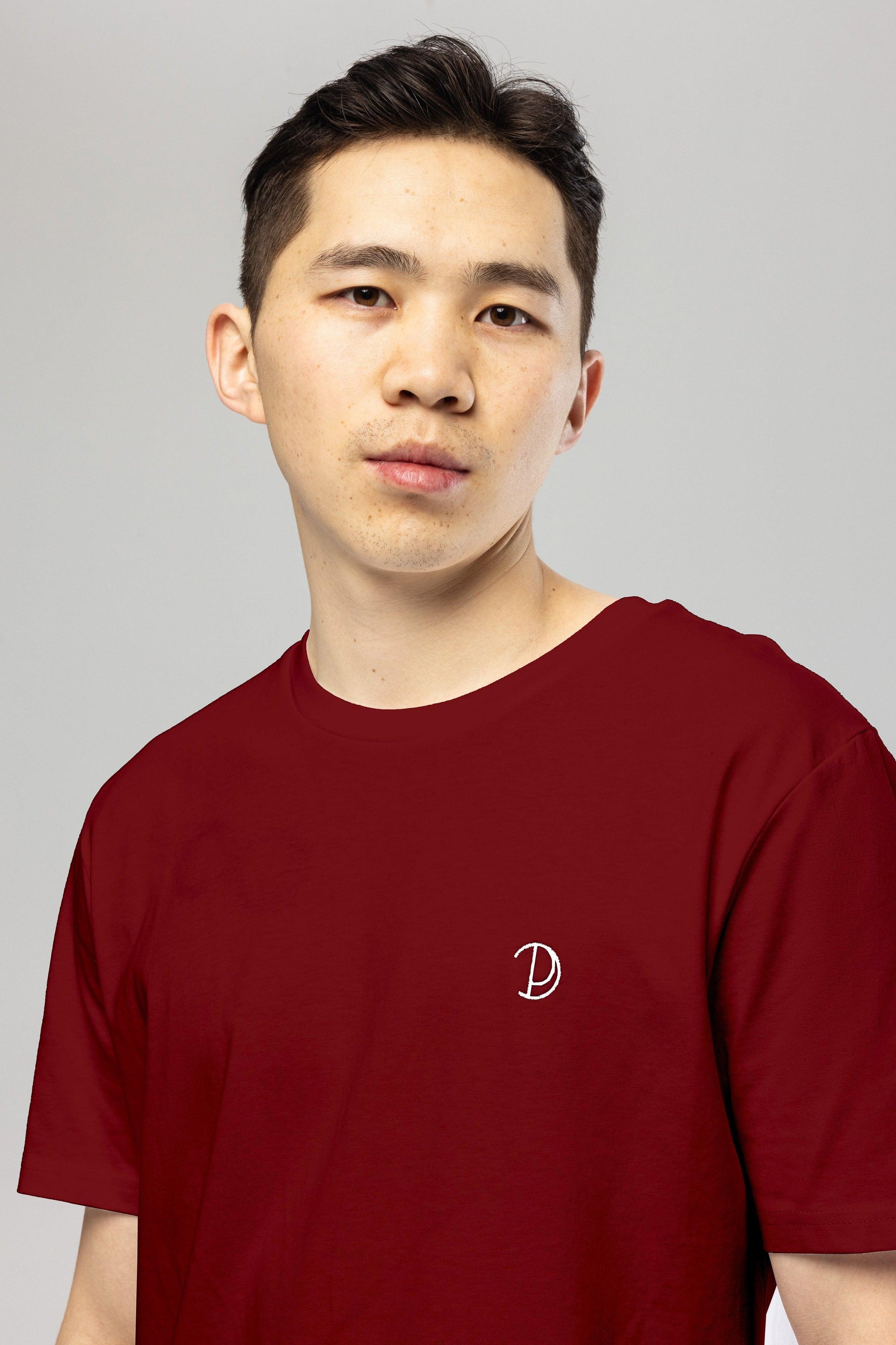 Organic Burgundy Chest Logo T-Shirt