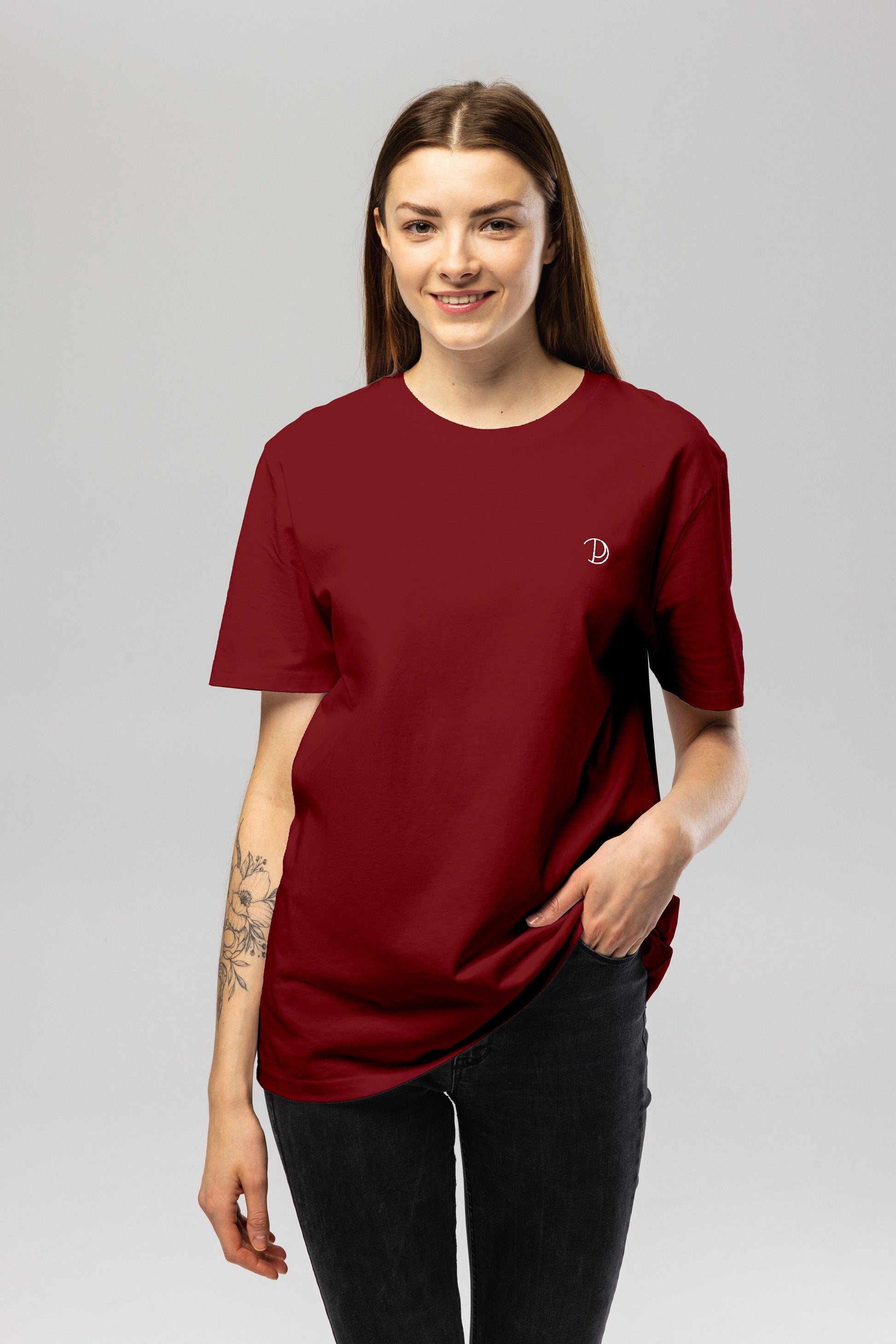 Organic Burgundy Chest Logo T-Shirt