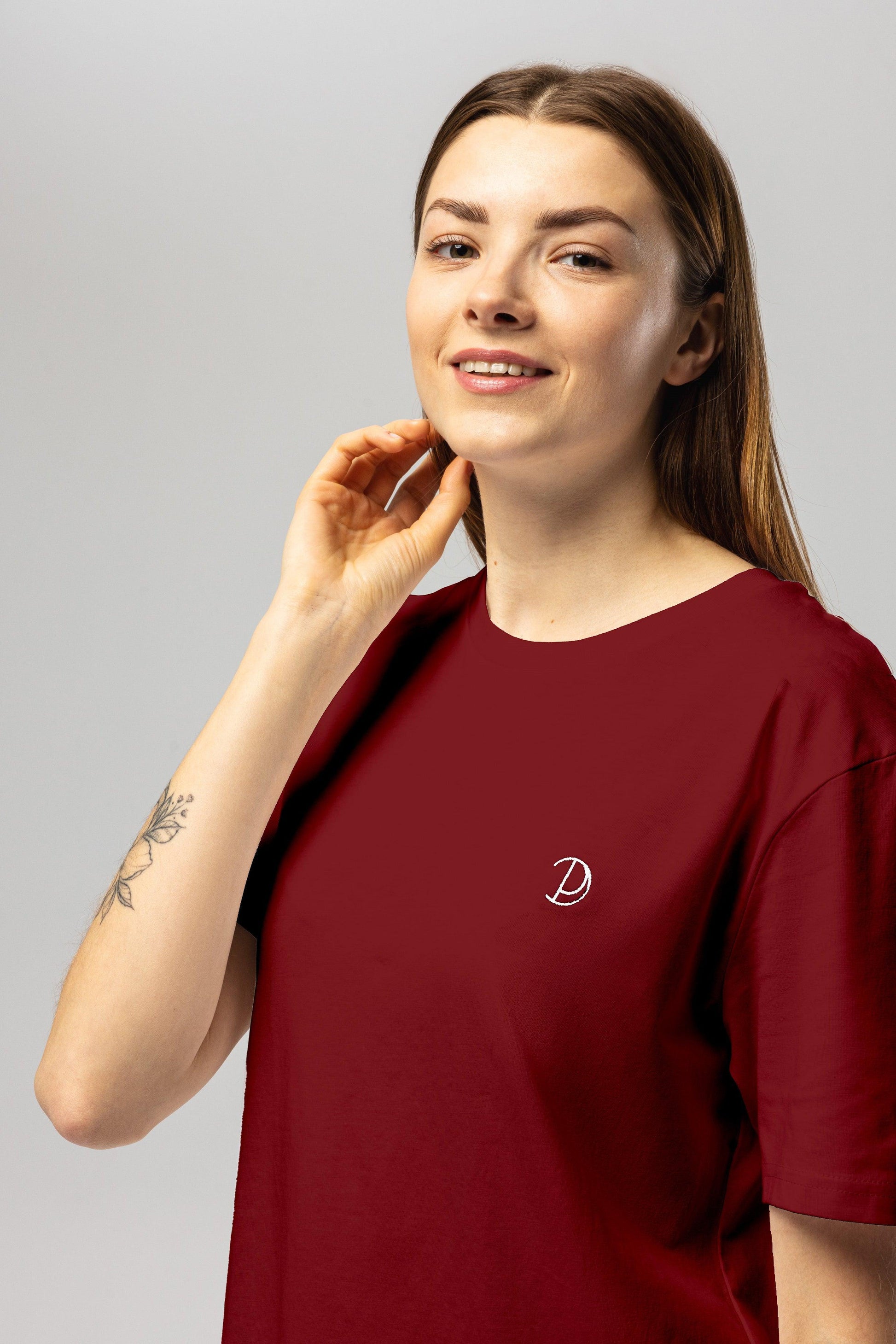 Organic Burgundy Chest Logo T-Shirt