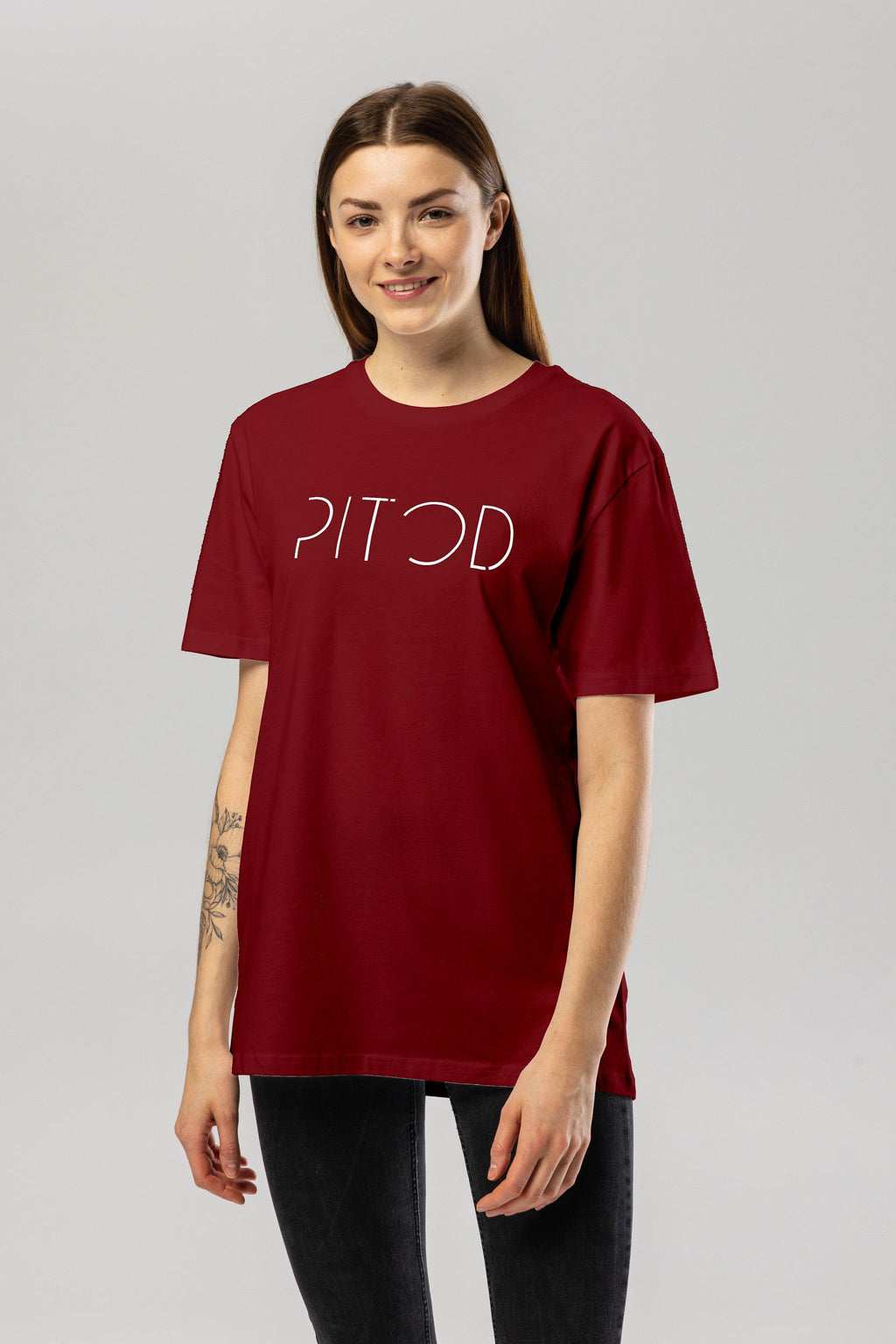 Organic Cotton Logo T-Shirt in Burgundy