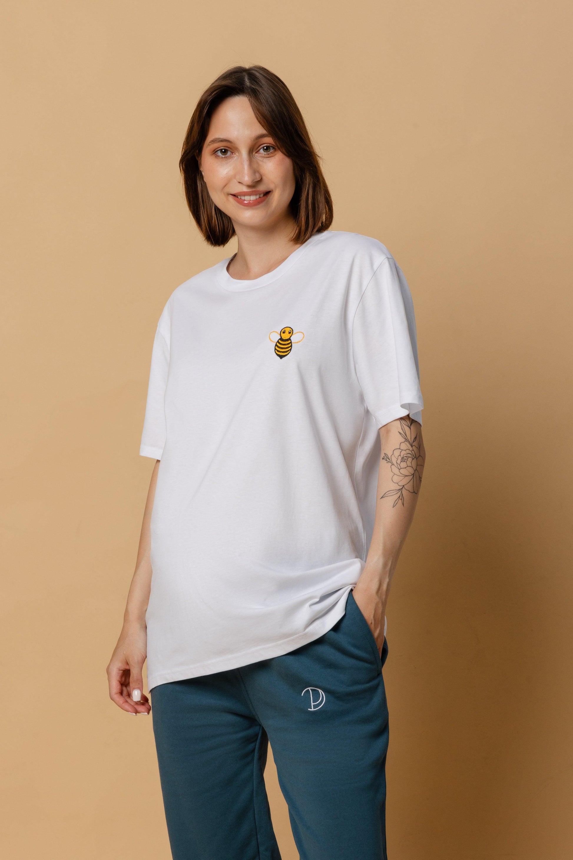 Organic Cotton Embroidered Bee T Shirt