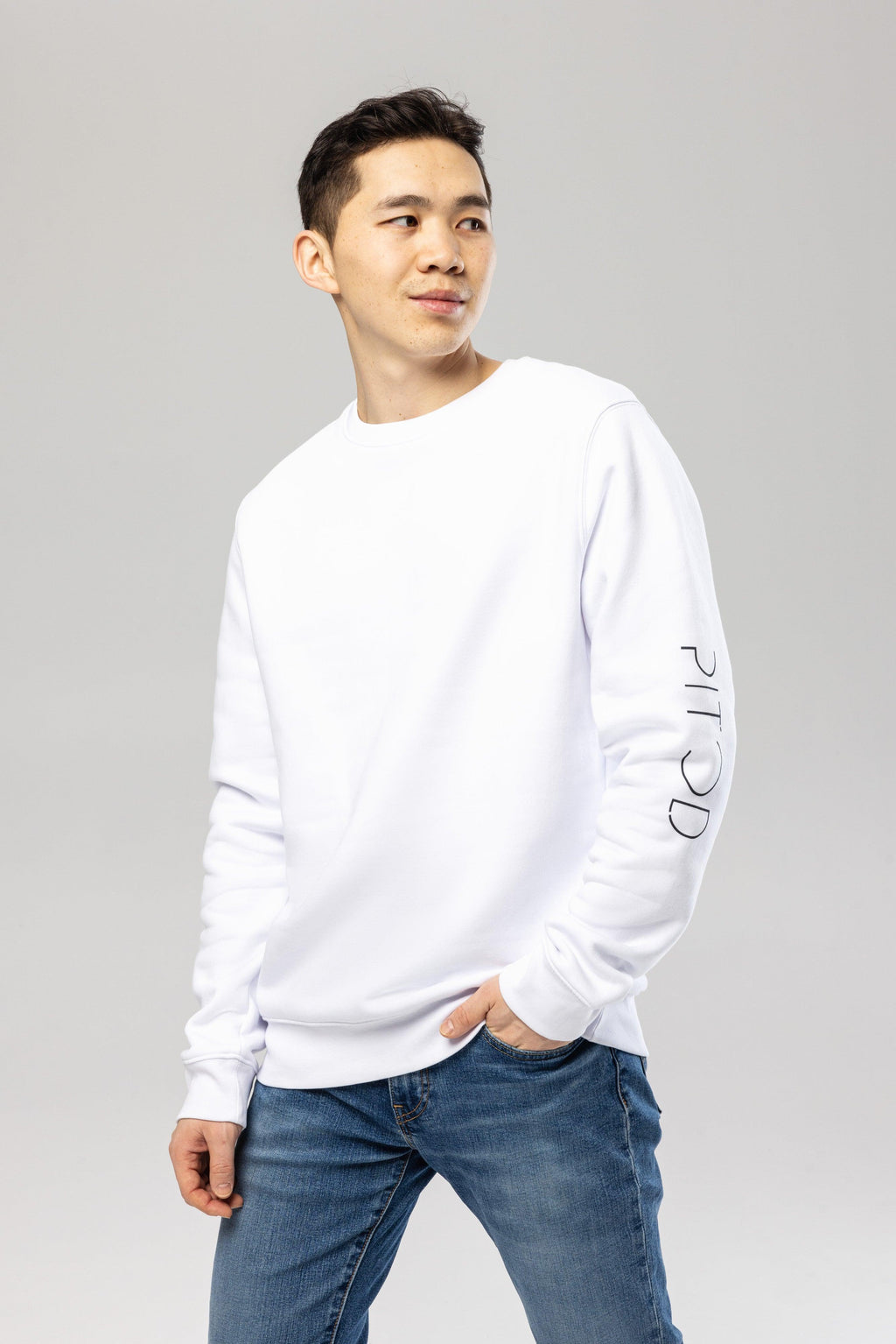 Organic Cotton Sleeve Sweatshirt in White
