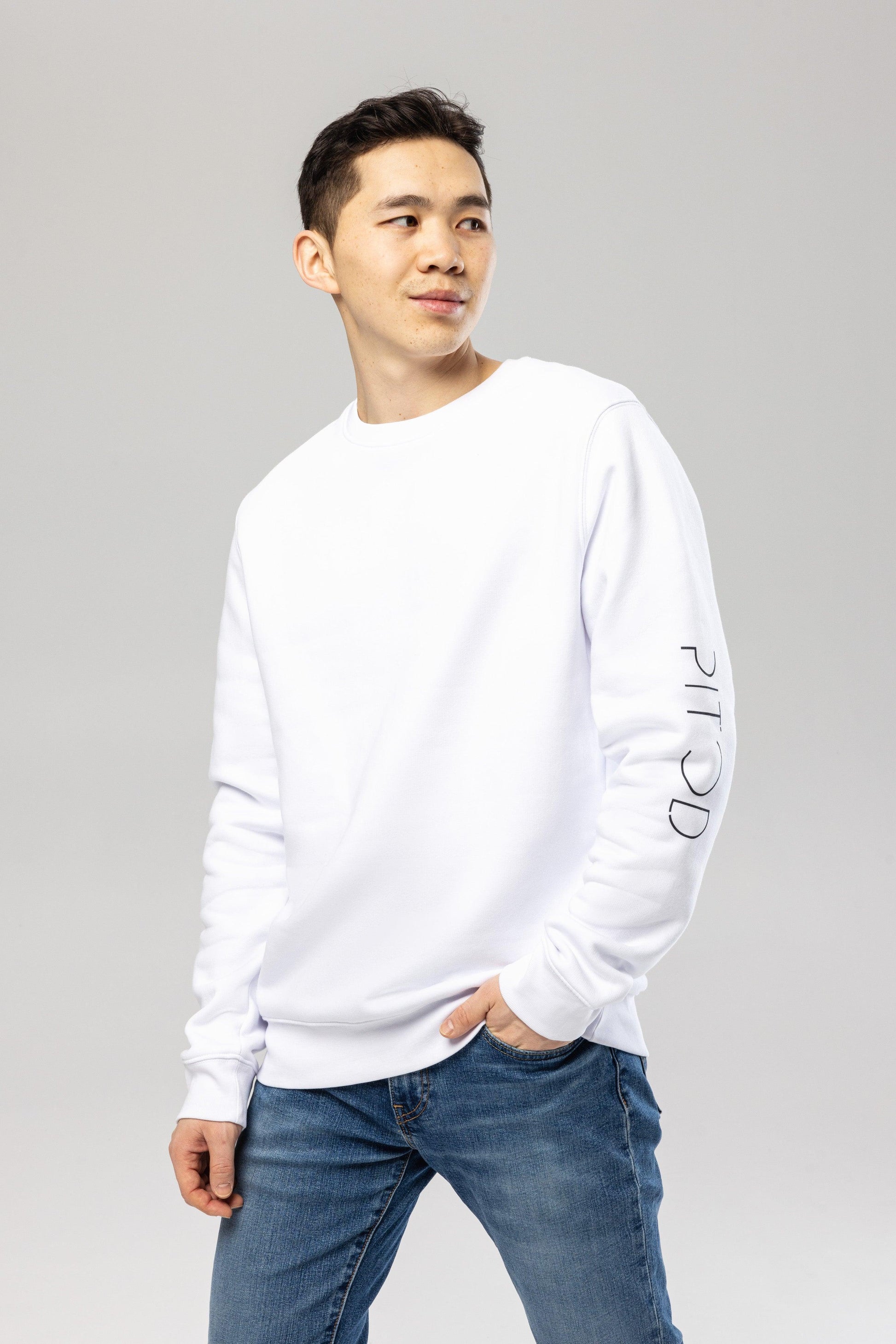Organic Cotton Sleeve Sweatshirt in White