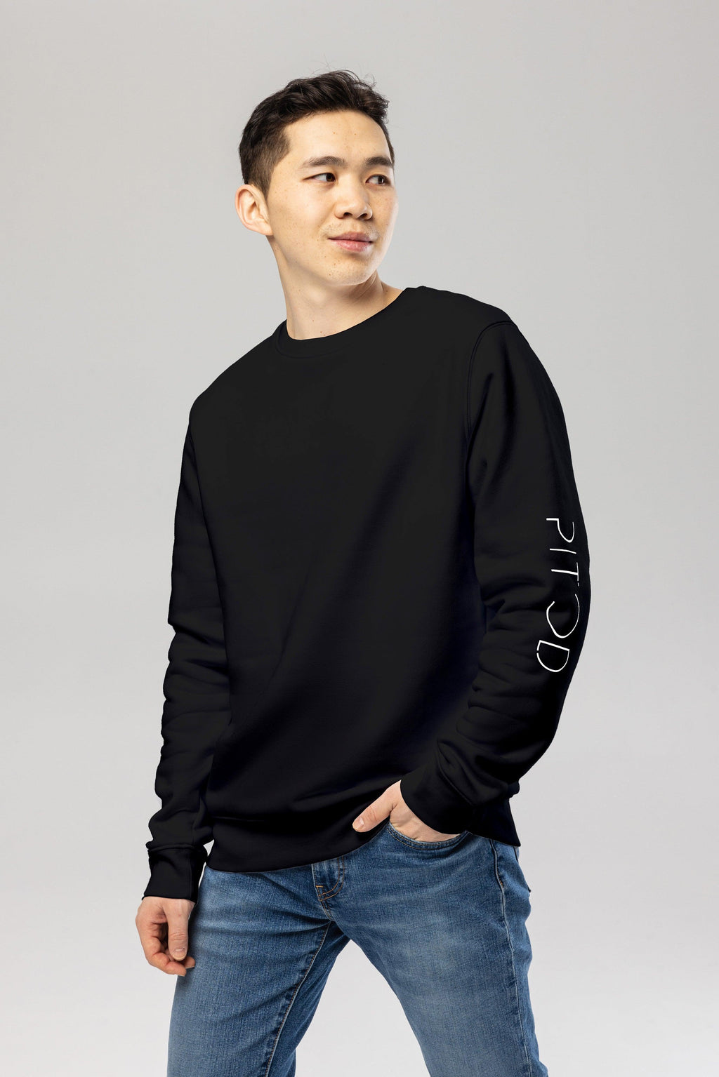 Organic Cotton Sleeve Sweatshirt in Black