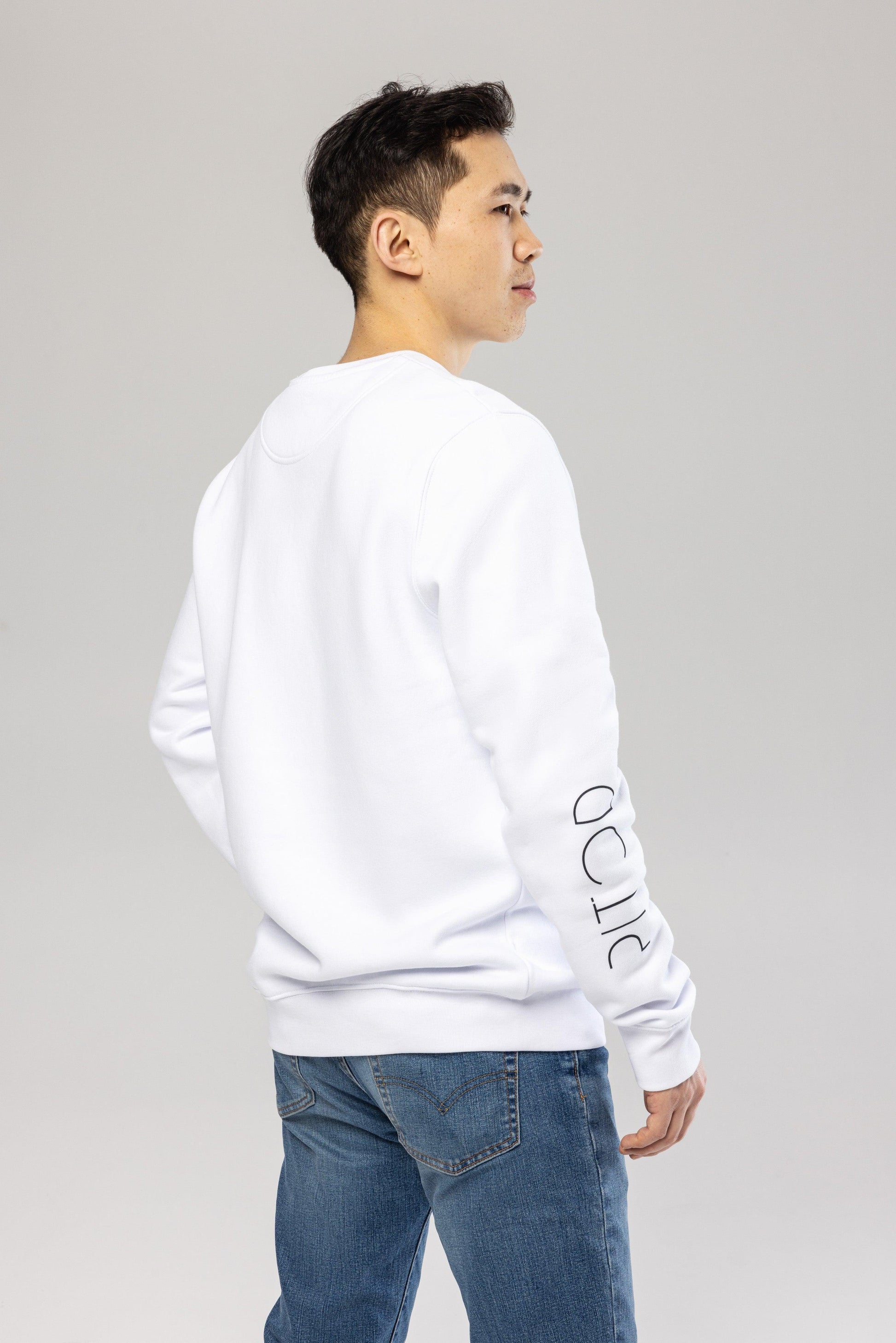 Organic Cotton Sleeve Sweatshirt in White