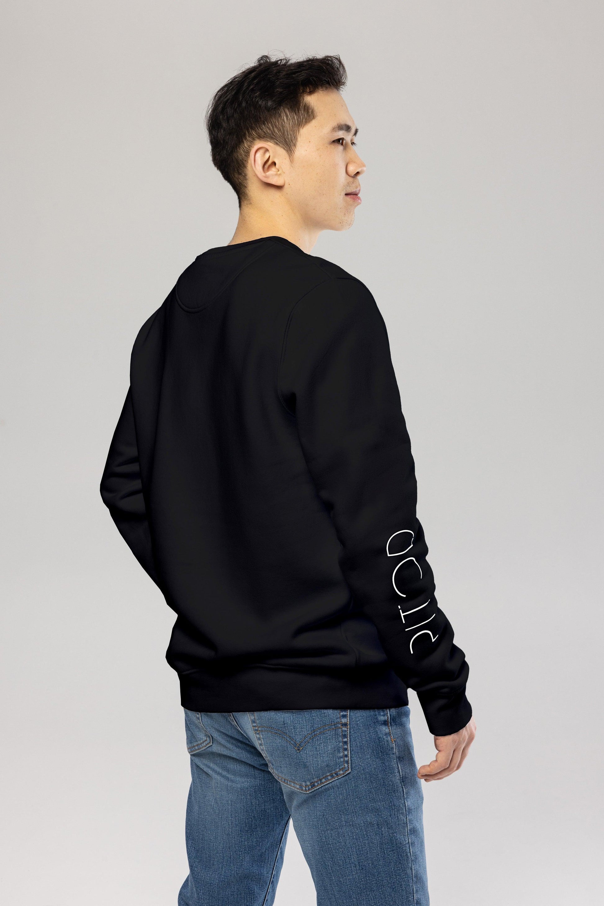 Organic Cotton Sleeve Sweatshirt in Black