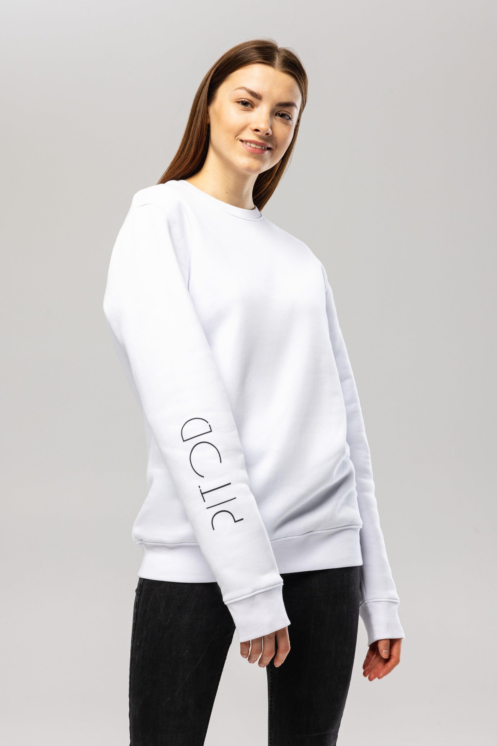 Organic Cotton Sleeve Sweatshirt in White