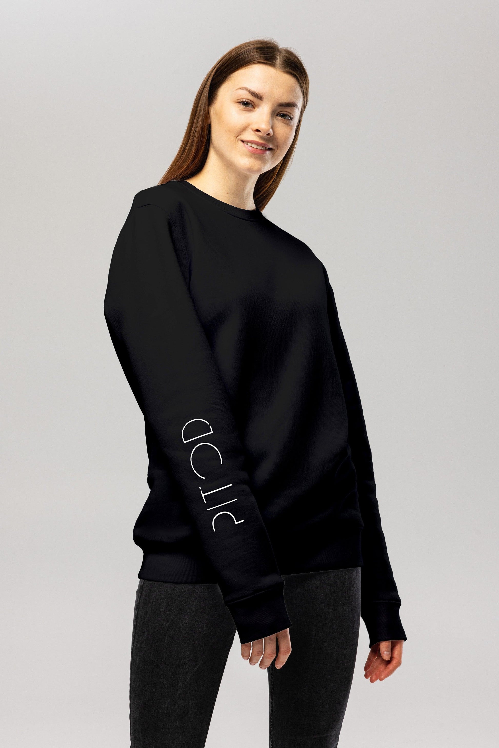 Organic Cotton Sleeve Sweatshirt in Black