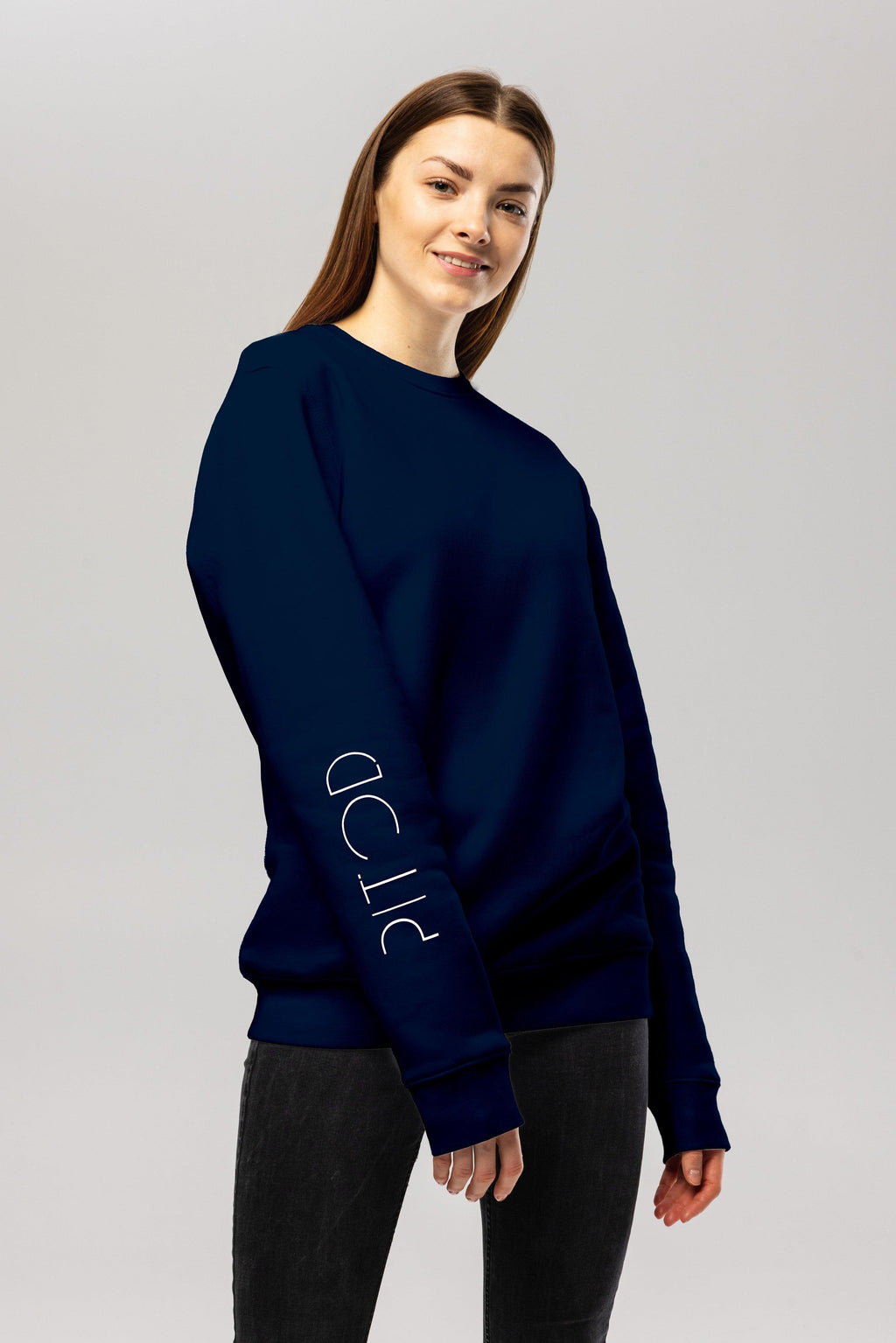 Organic Cotton Sleeve Sweatshirt in Navy