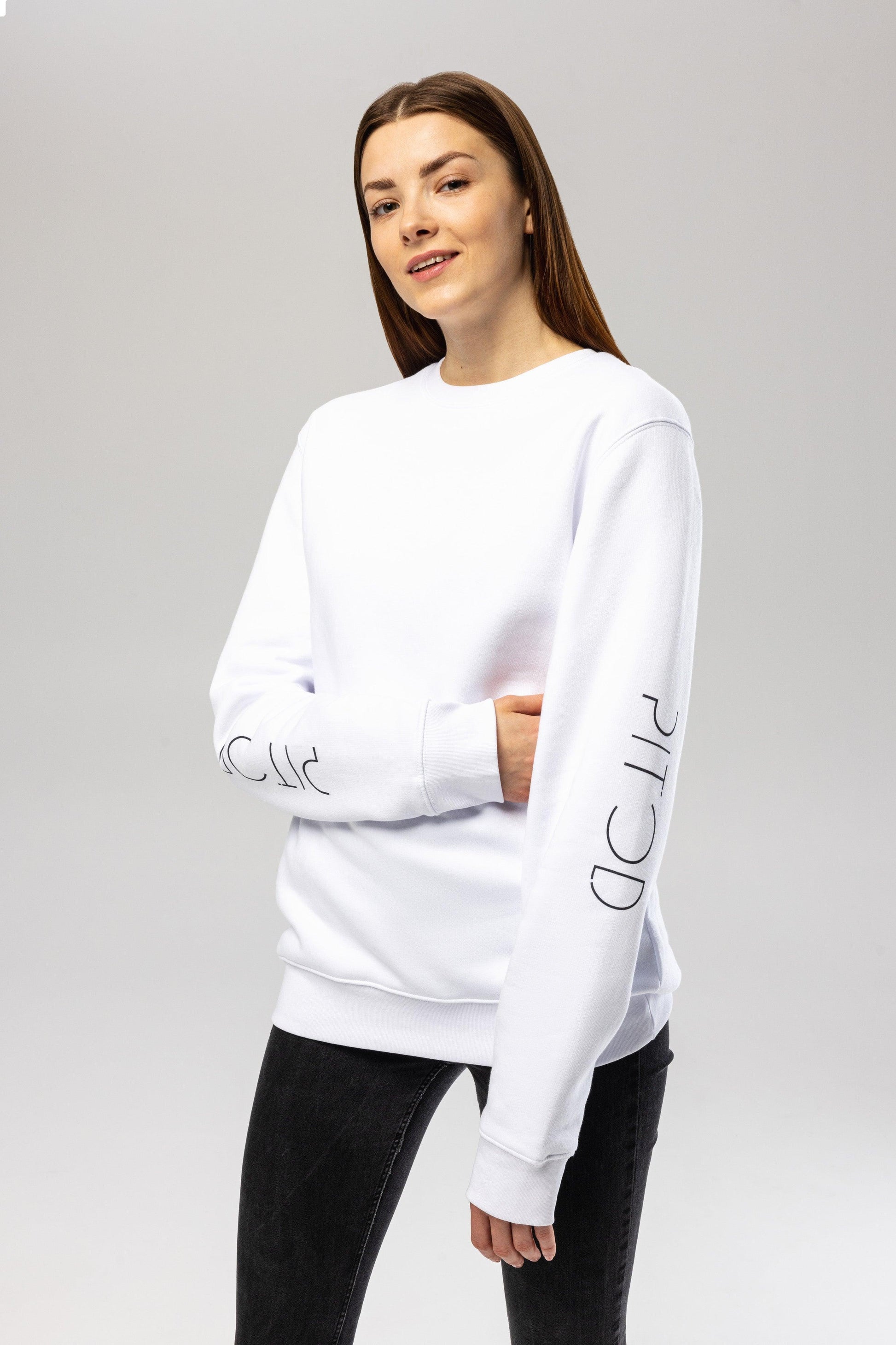 Organic Cotton Sleeve Sweatshirt in White
