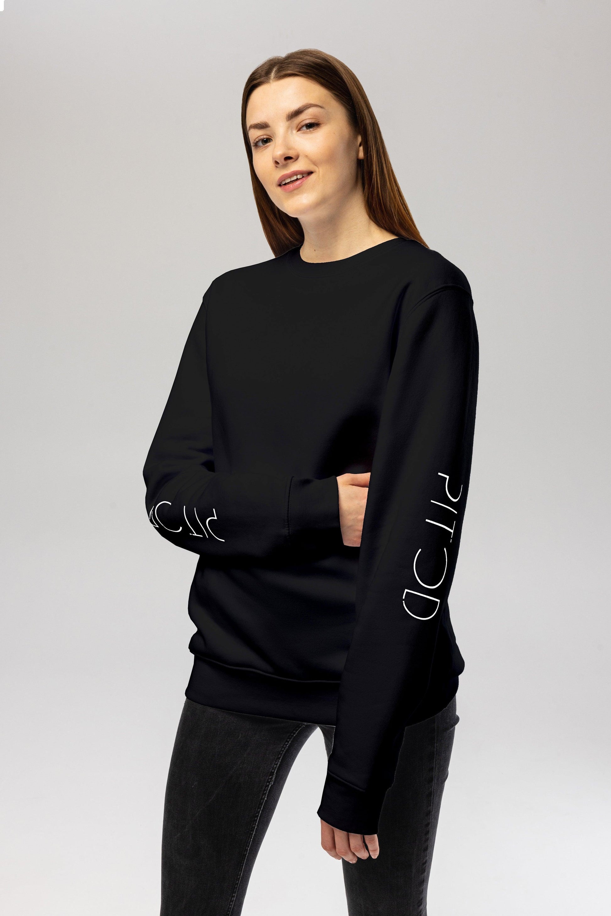 Organic Cotton Sleeve Sweatshirt in Black