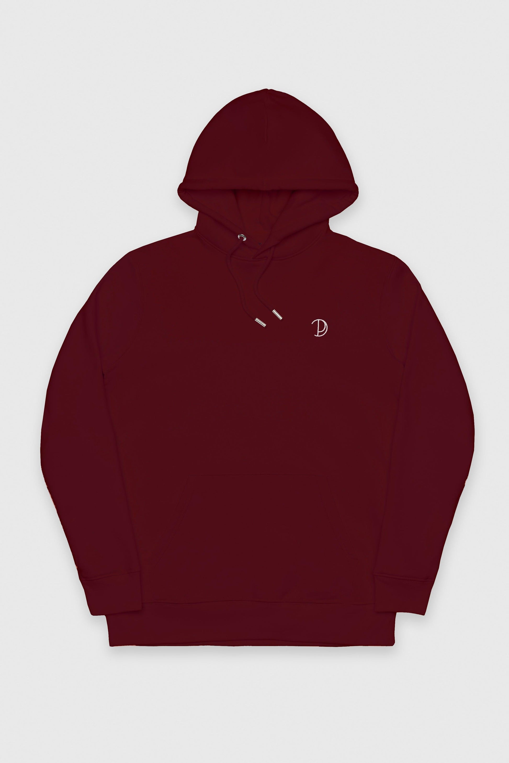 Burgundy Embroidered Logo Hoodie in Organic Cotton