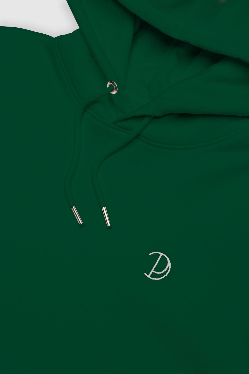 Organic Cotton Embroidered Logo Hoodie in Dark Green