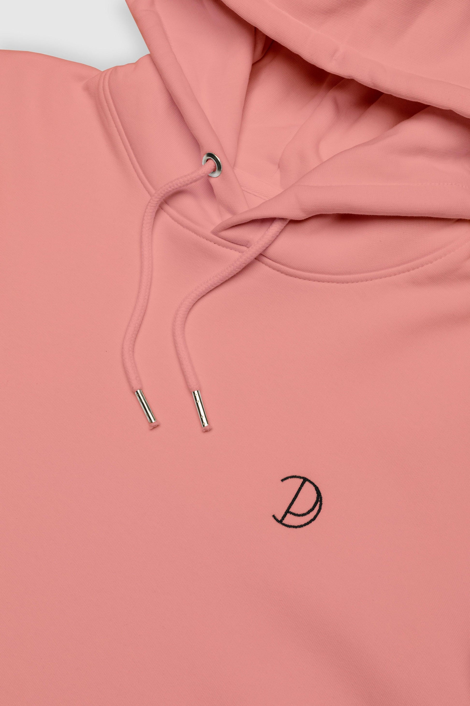 Organic Cotton Embroidered Logo Hoodie in Pink