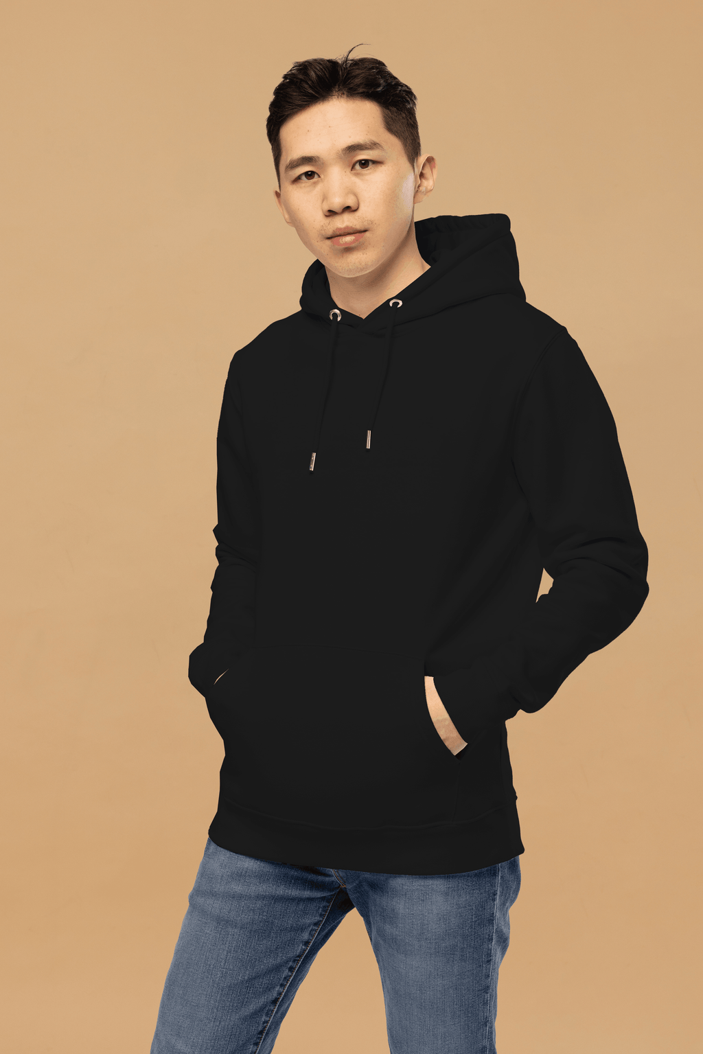 Minimalist Black Hoodie in Organic Cotton
