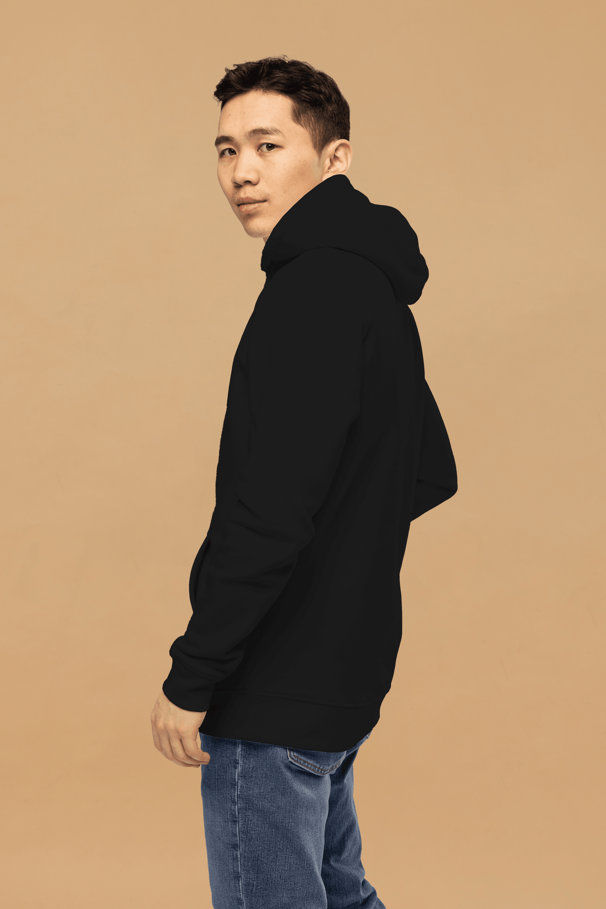 Minimalist Black Hoodie in Organic Cotton
