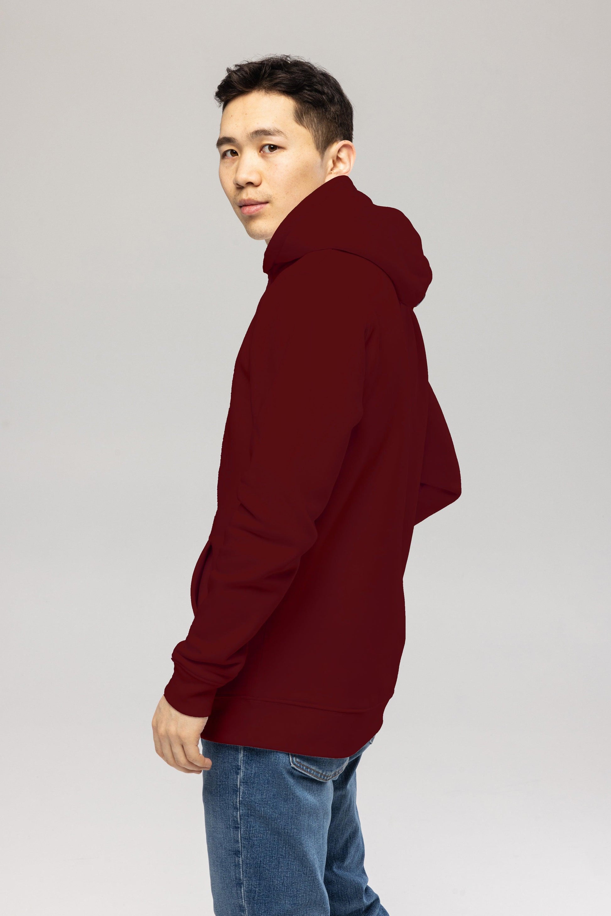 Burgundy Embroidered Logo Hoodie in Organic Cotton