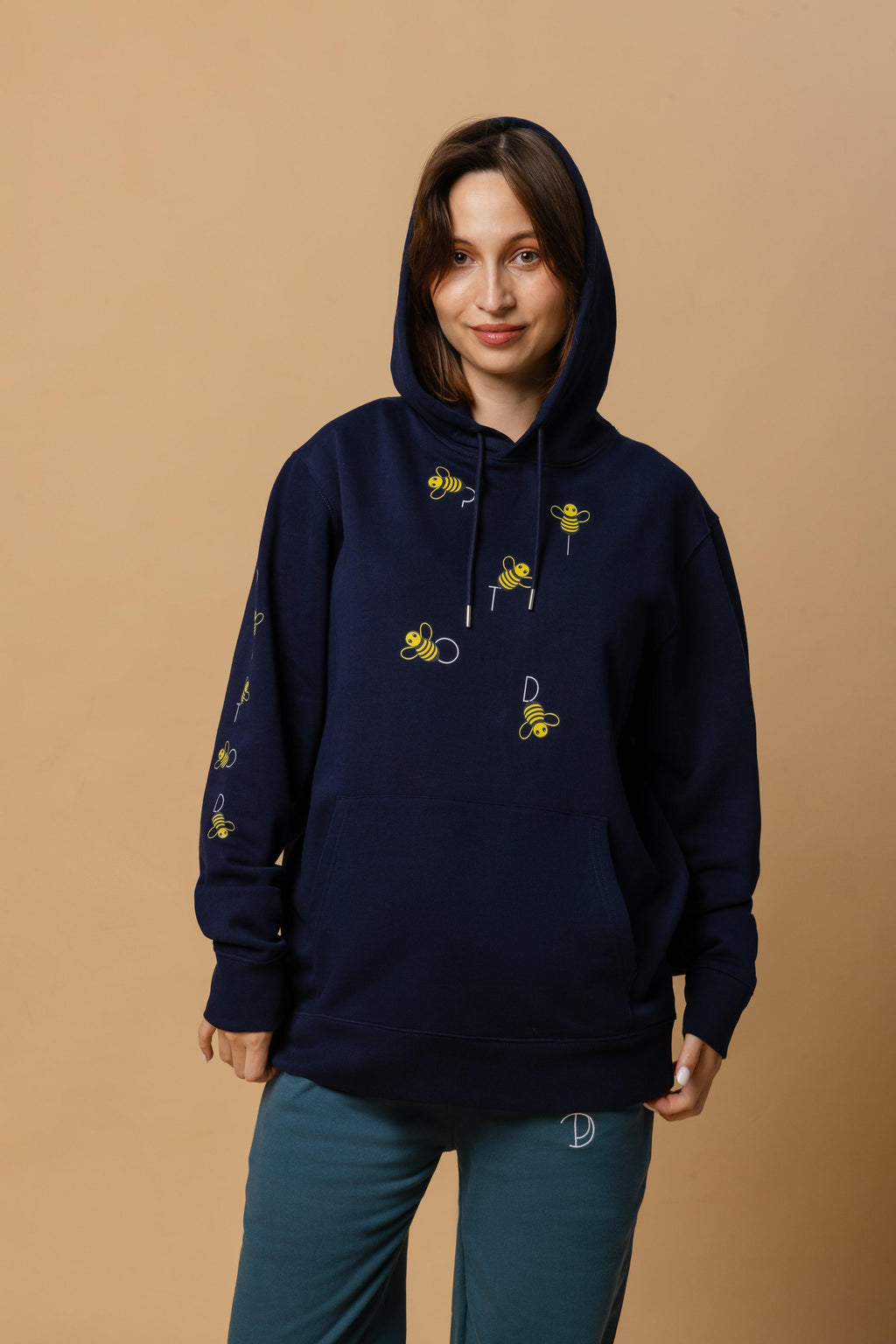 Navy Bee Hoodie in Organic Cotton