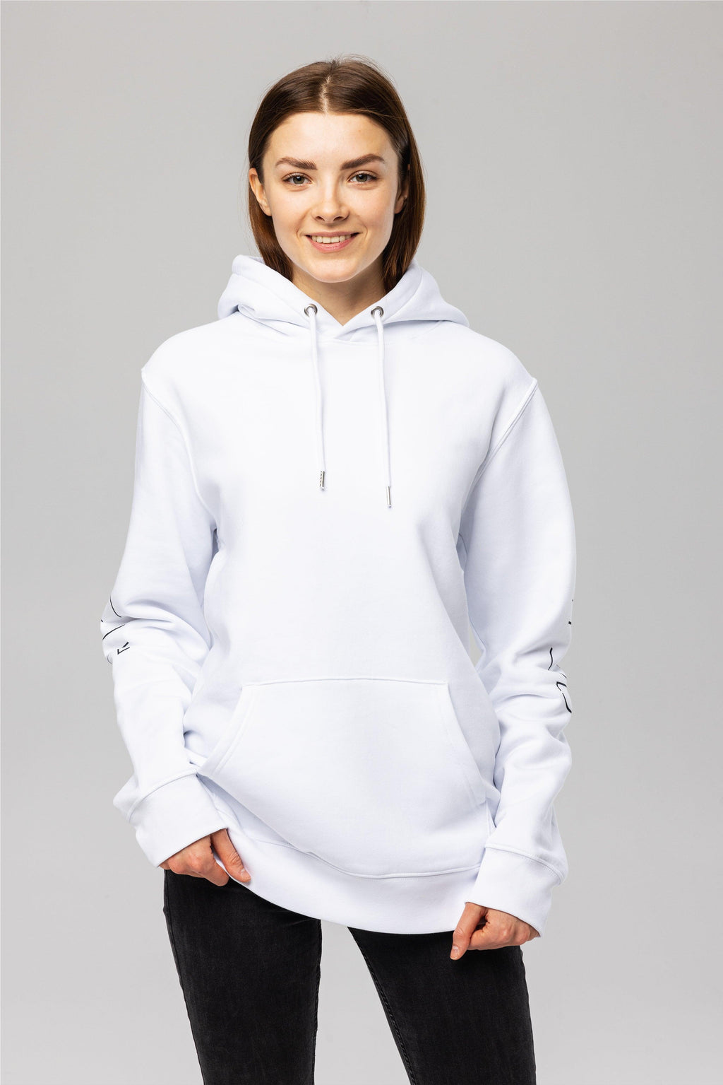 Organic Cotton Sleeve Hoodie in White