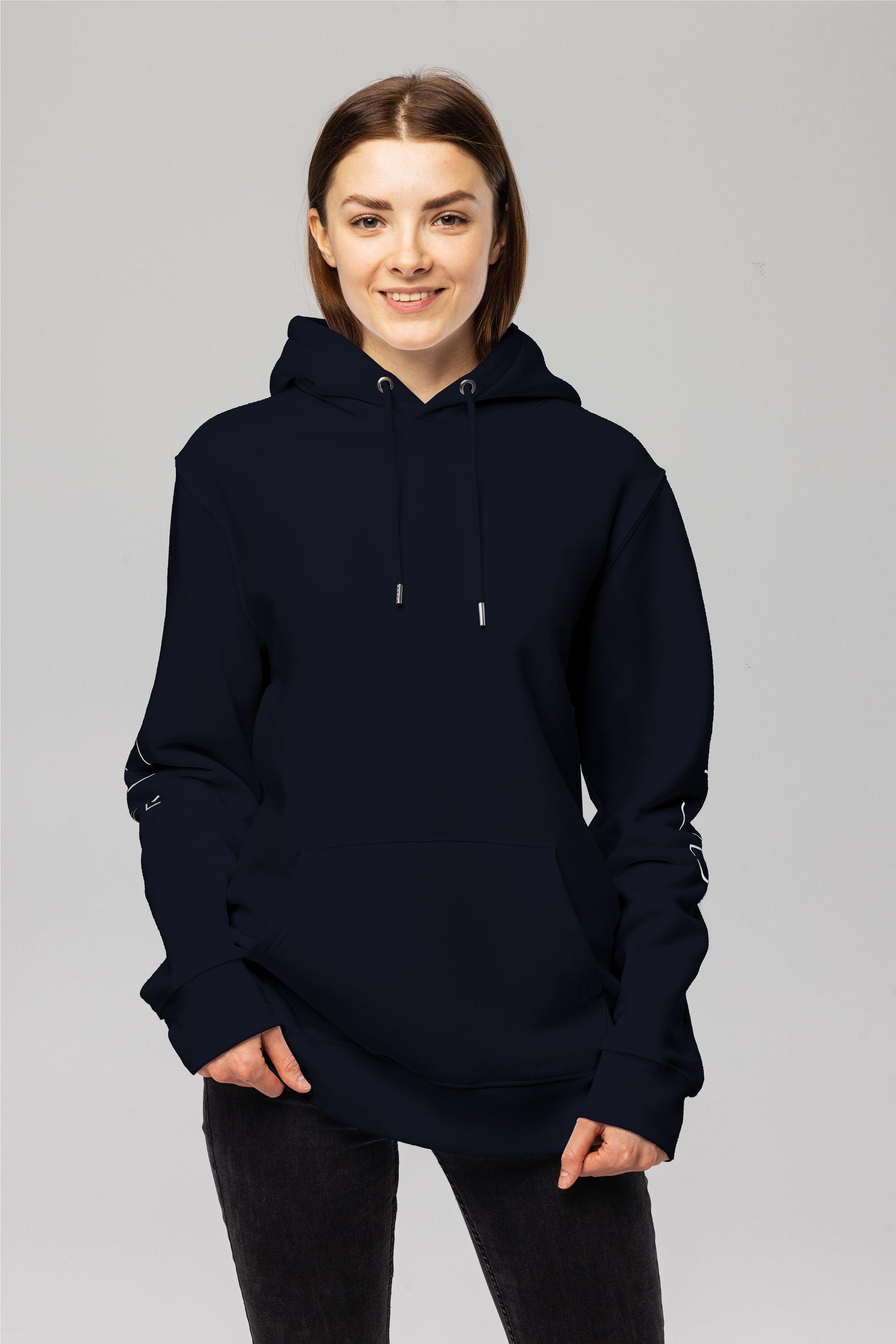 Organic Cotton Sleeve Hoodie in Navy