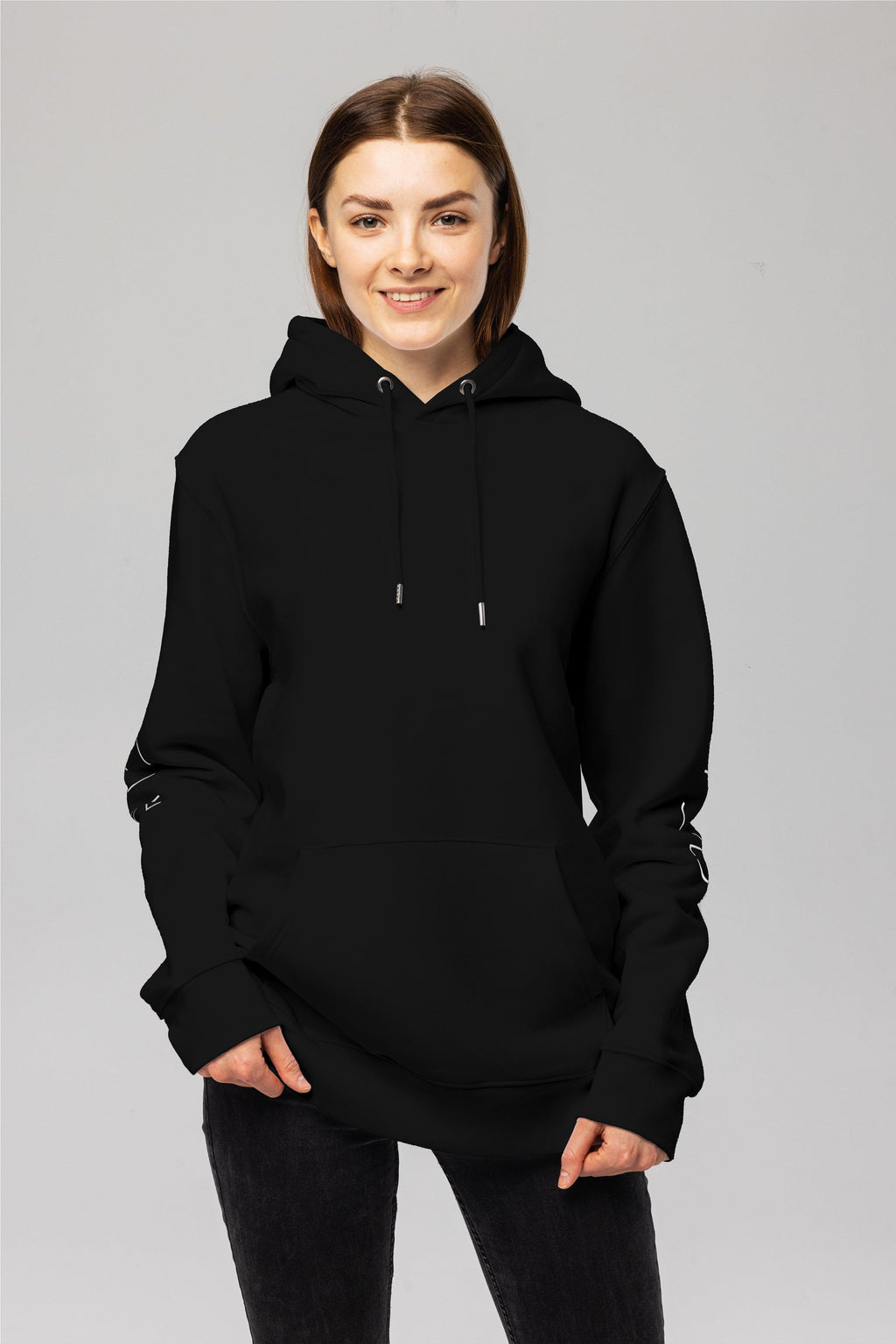 Organic Cotton Sleeve Hoodie in Black