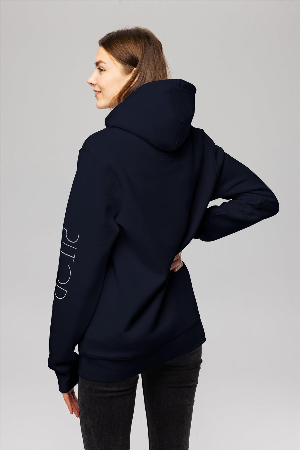 Organic Cotton Sleeve Hoodie in Navy