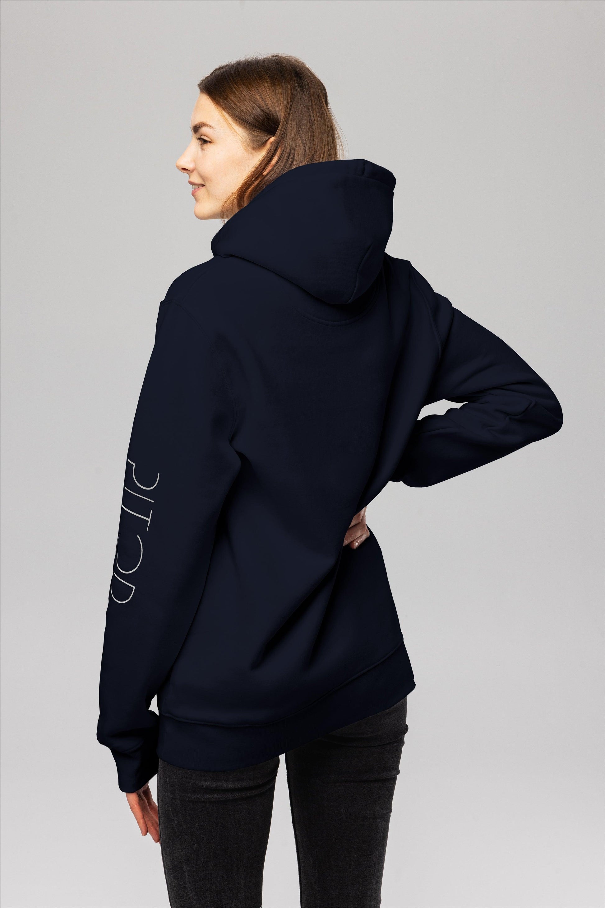 Organic Cotton Sleeve Hoodie in Navy