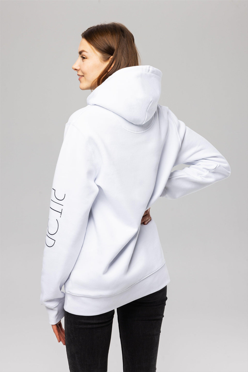 Organic Cotton Sleeve Hoodie in White