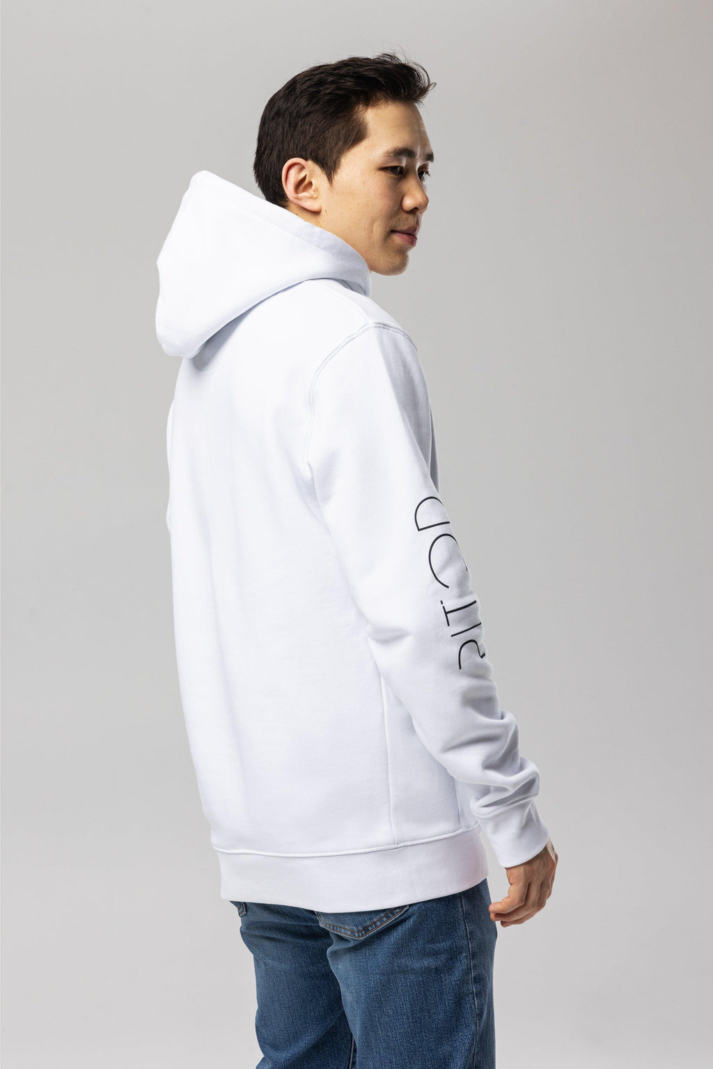 Organic Cotton Sleeve Hoodie in White
