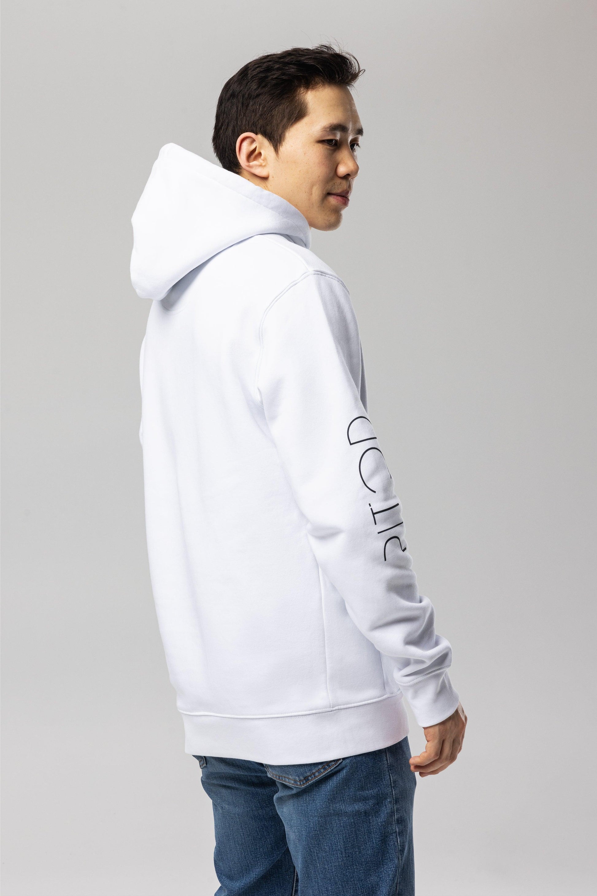 Organic Cotton Sleeve Hoodie in White