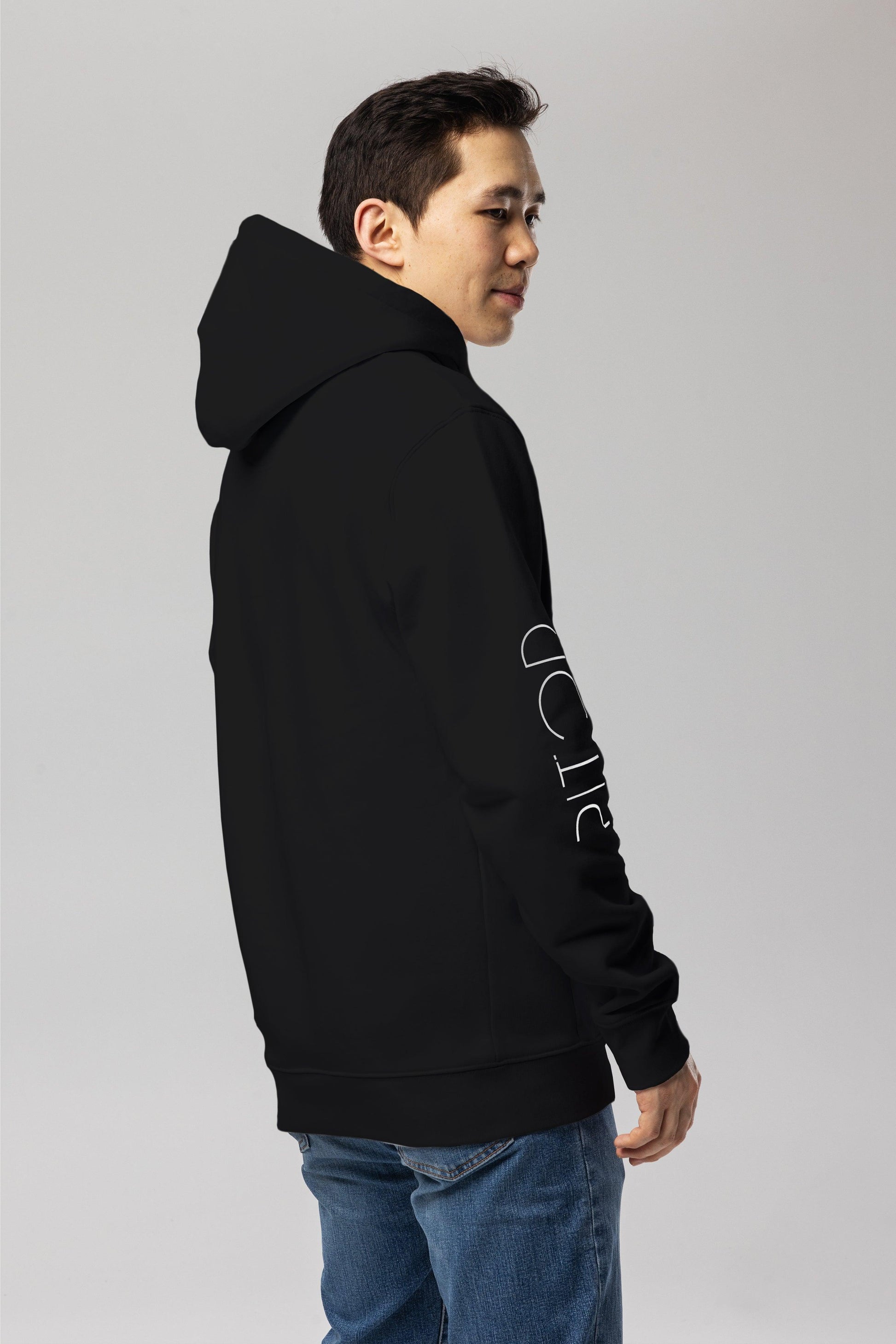 Organic Cotton Sleeve Hoodie in Black