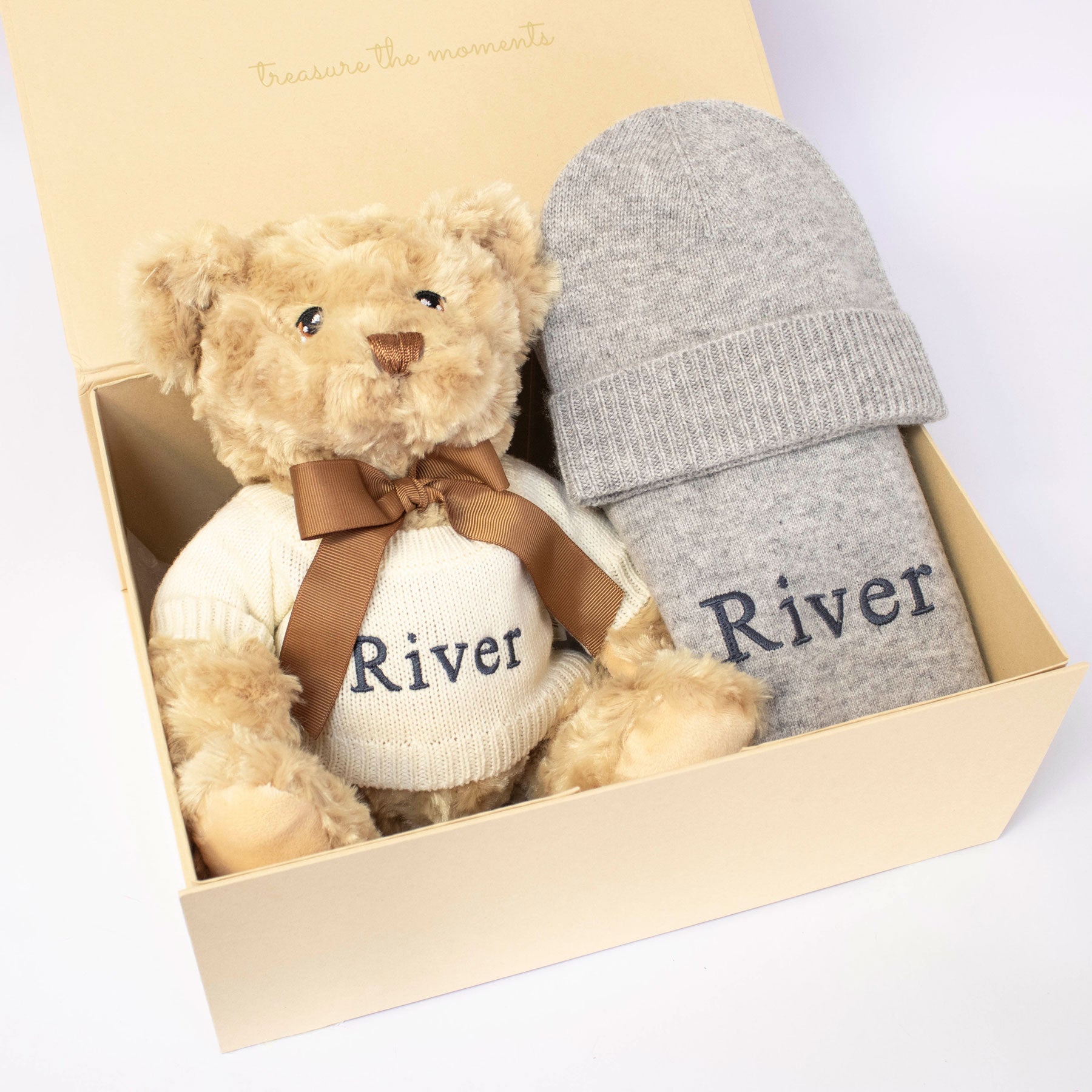 Plain Cashmere Blanket and Hat Gift Set