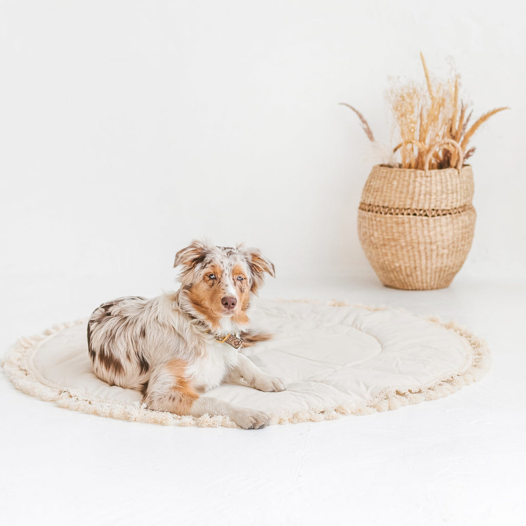 Padded Kids Play Mat in Ecru with Tassels