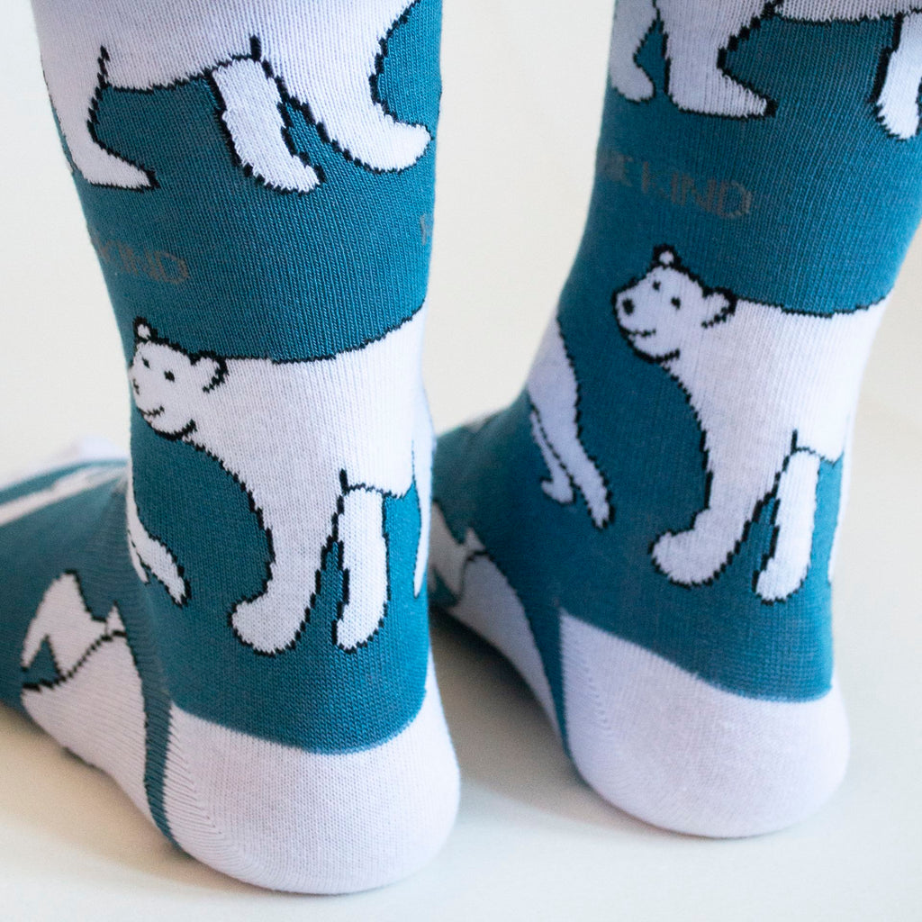 Save the Polar Bears Bamboo Socks in Blue