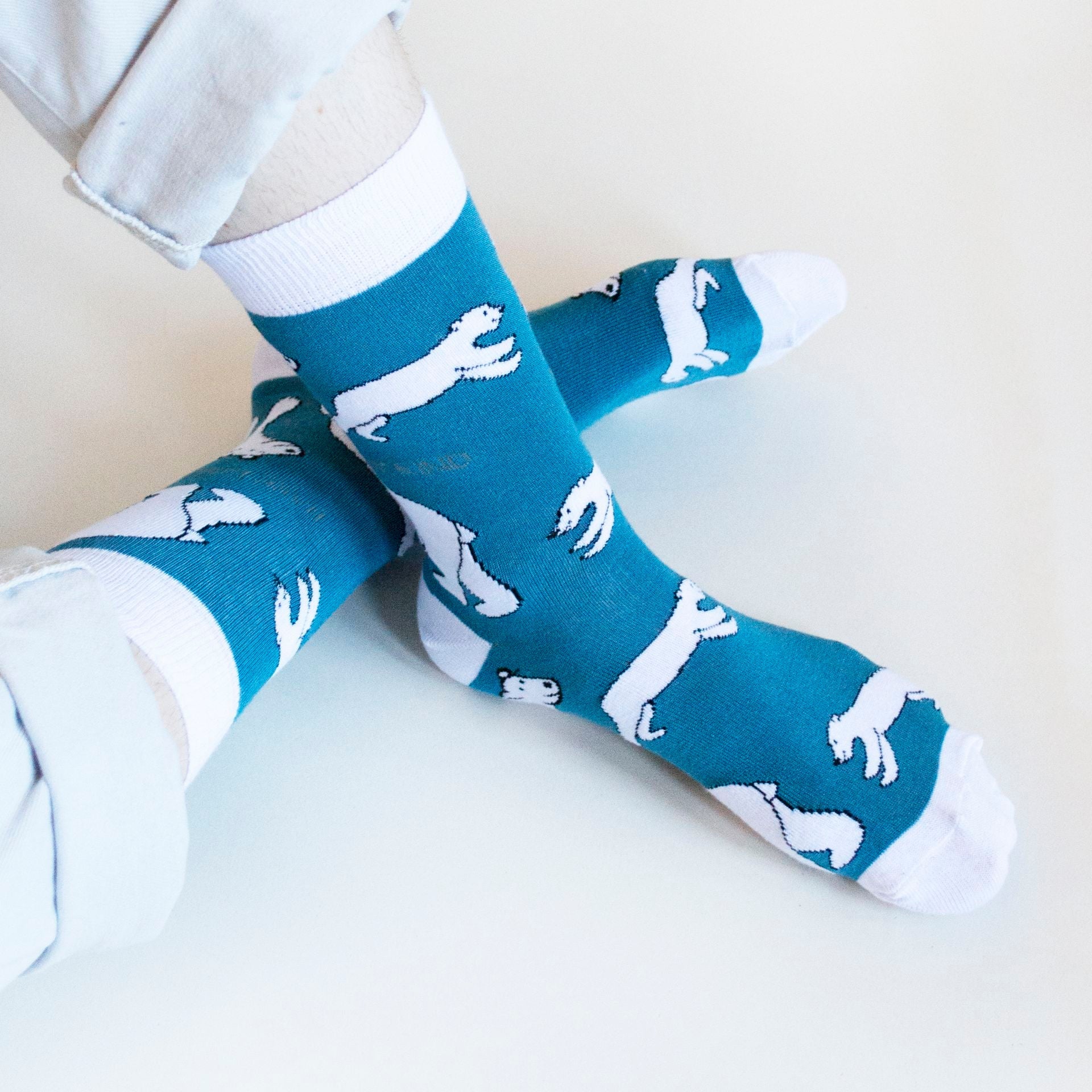 Save the Polar Bears Bamboo Socks in Blue