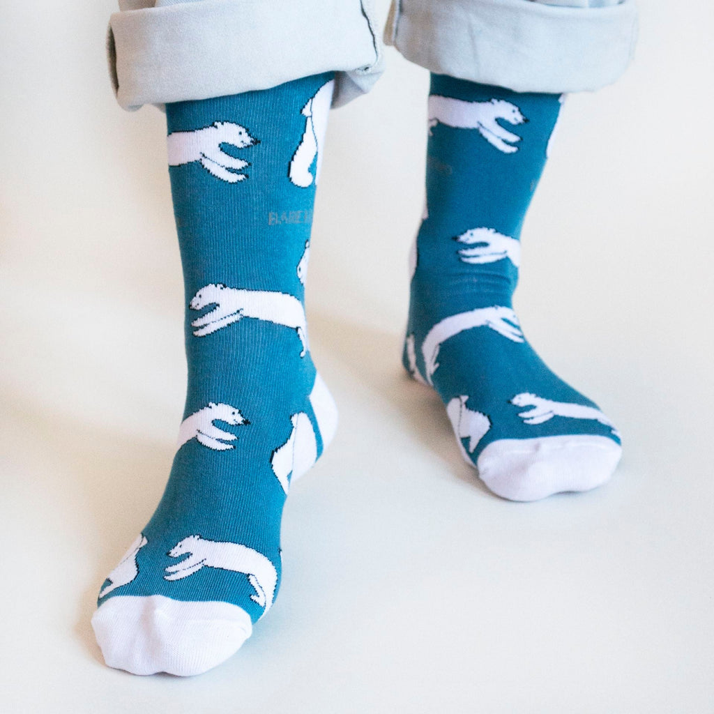 Save the Polar Bears Bamboo Socks in Blue
